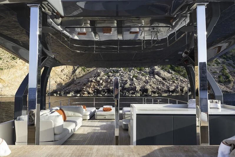 a large room with a large window aboard DIANA II Yacht for Sale