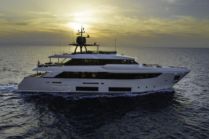 a white yacht in the water aboard DIANA II Yacht for Sale