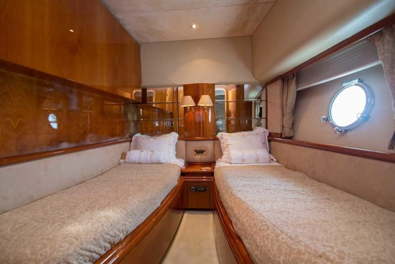 a room with two beds aboard ENCHANTED LADY Yacht for Sale