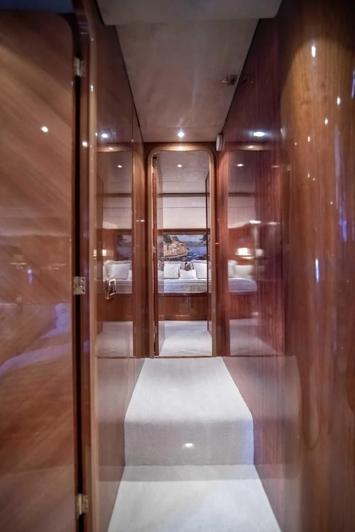 a wooden door with glass doors aboard ENCHANTED LADY Yacht for Sale