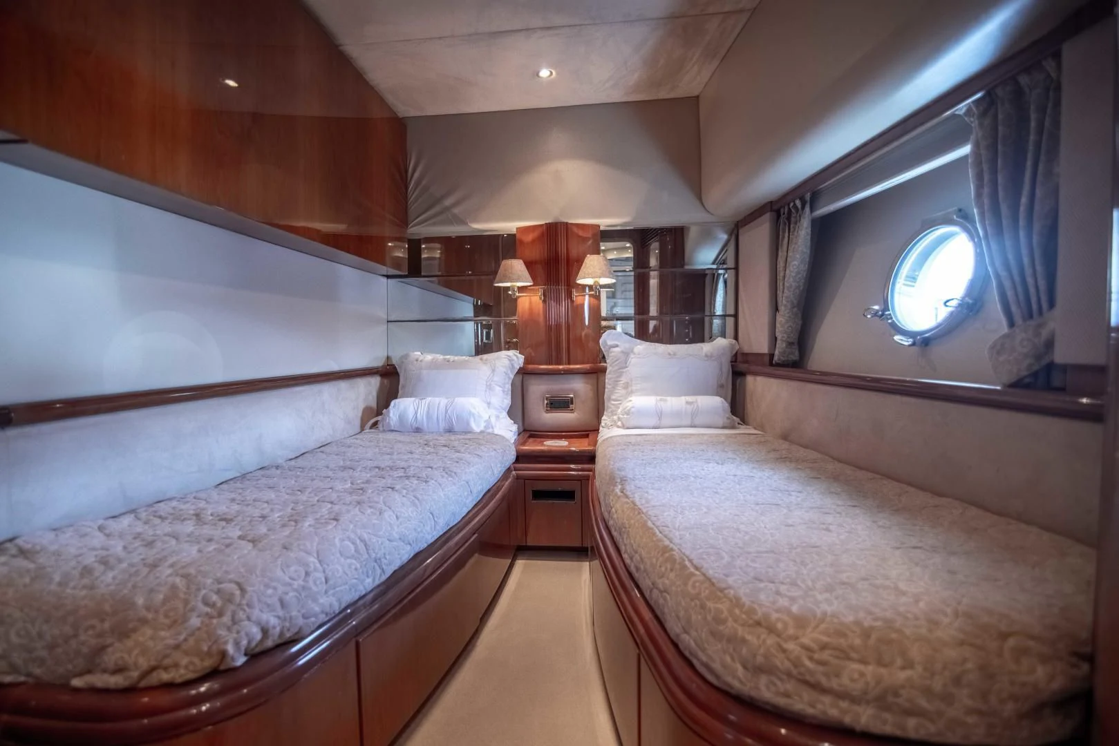 a room with two beds aboard ENCHANTED LADY Yacht for Sale