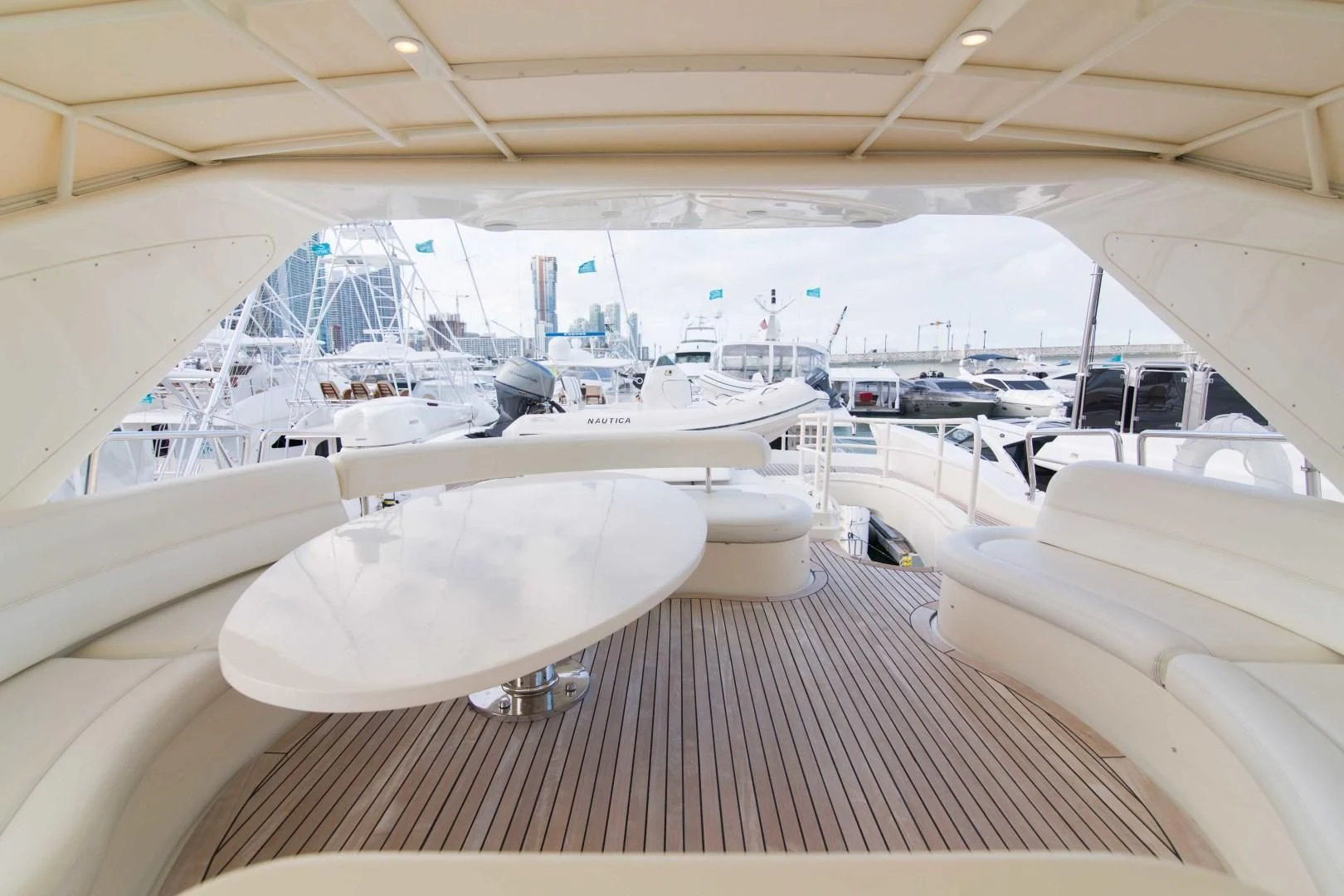 a row of white yachts aboard ENCHANTED LADY Yacht for Sale