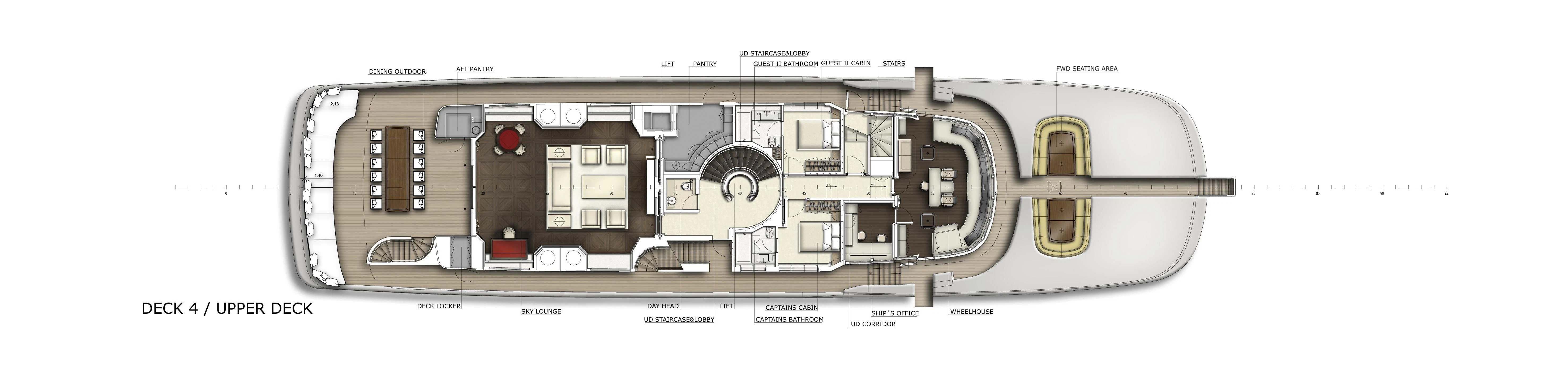 diagram, engineering drawing aboard ROMA Yacht for Sale