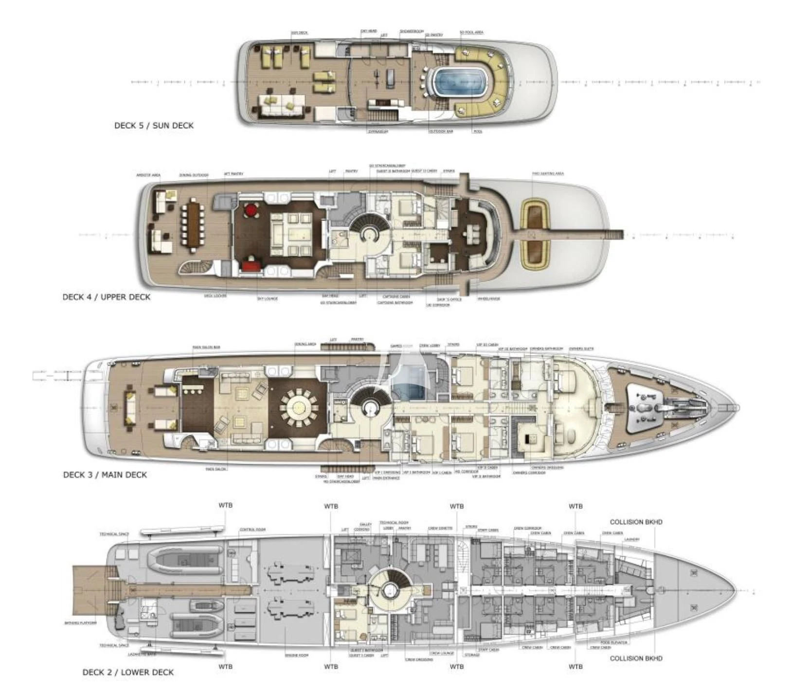 diagram, engineering drawing aboard ROMA Yacht for Sale