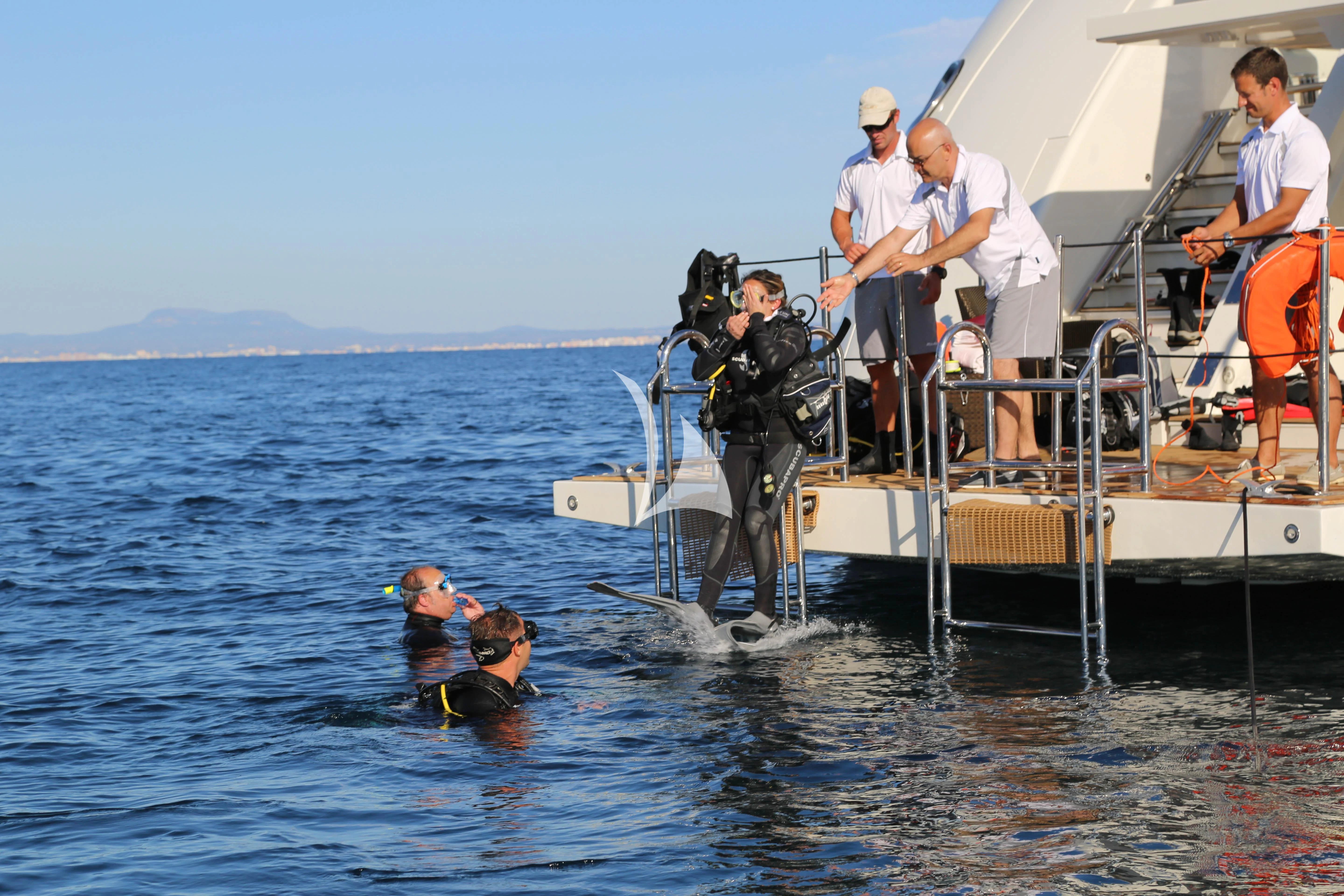 a group of people on a boat aboard ROMA Yacht for Sale