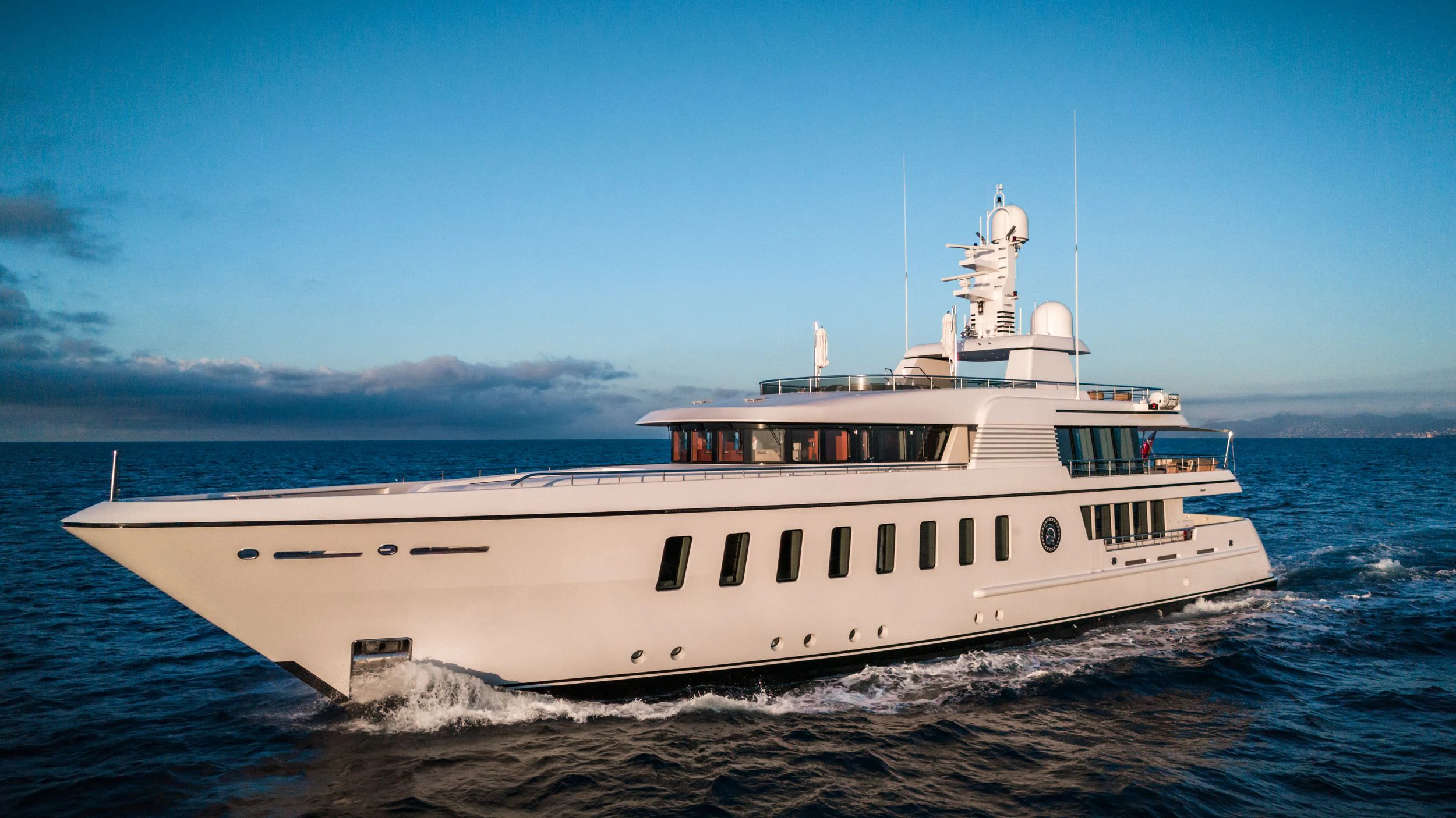a large white ship aboard GLADIATOR Yacht for Sale