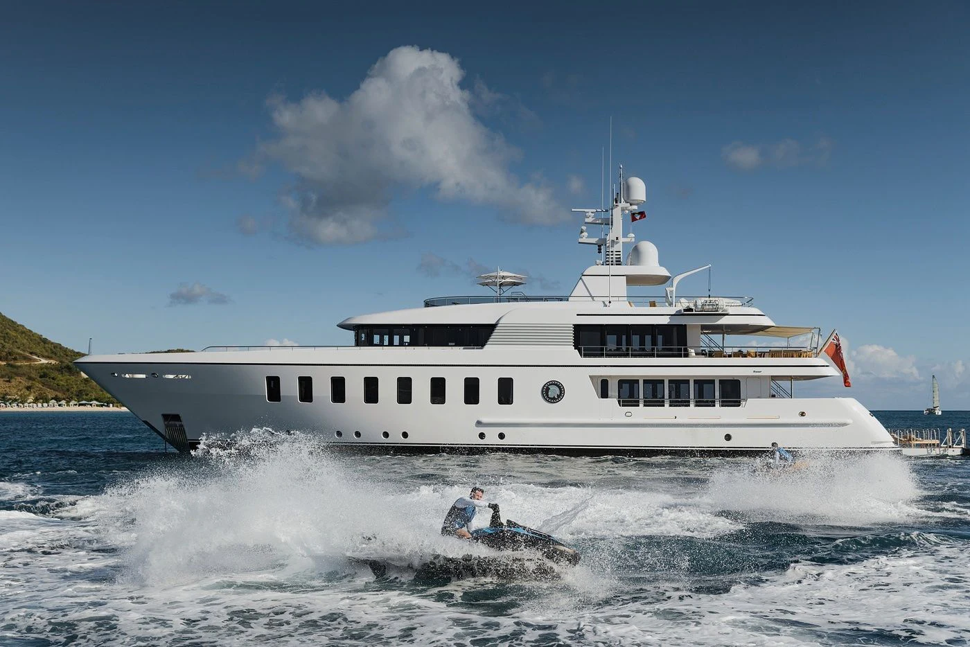a large white boat on water aboard GLADIATOR Yacht for Sale