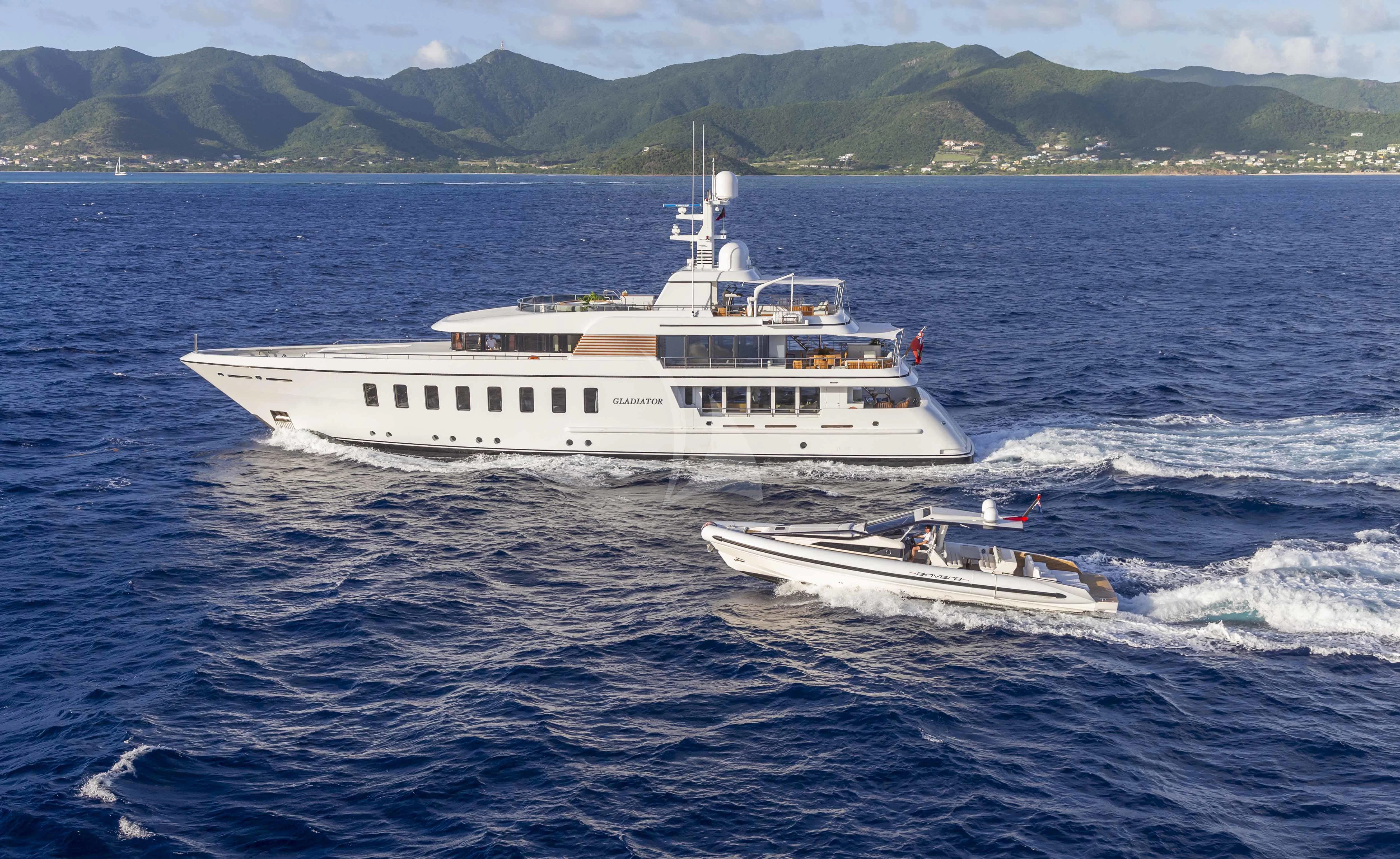 a boat on the water aboard GLADIATOR Yacht for Sale