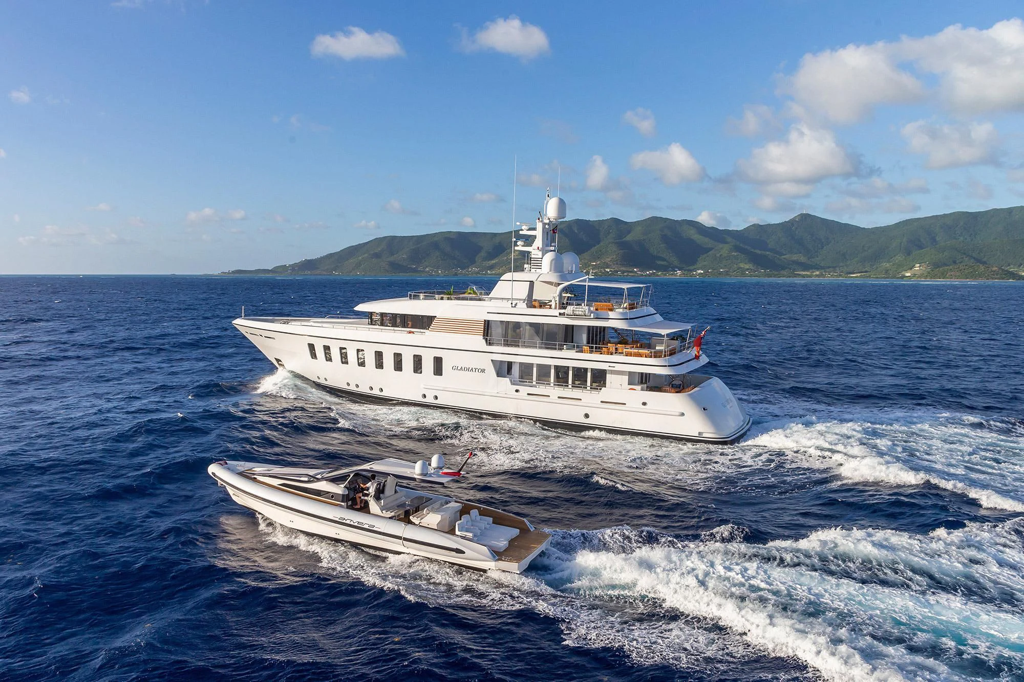 a boat on the water aboard GLADIATOR Yacht for Sale