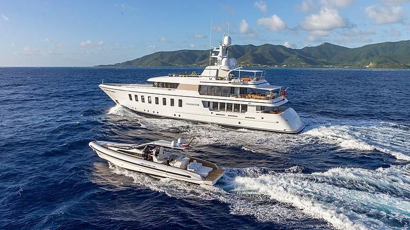 a boat on the water aboard GLADIATOR Yacht for Sale