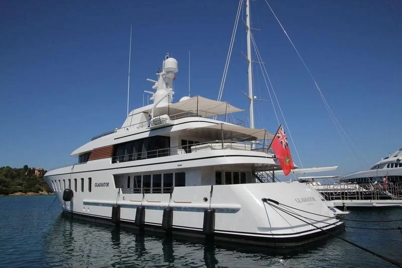 a boat in the water aboard GLADIATOR Yacht for Sale