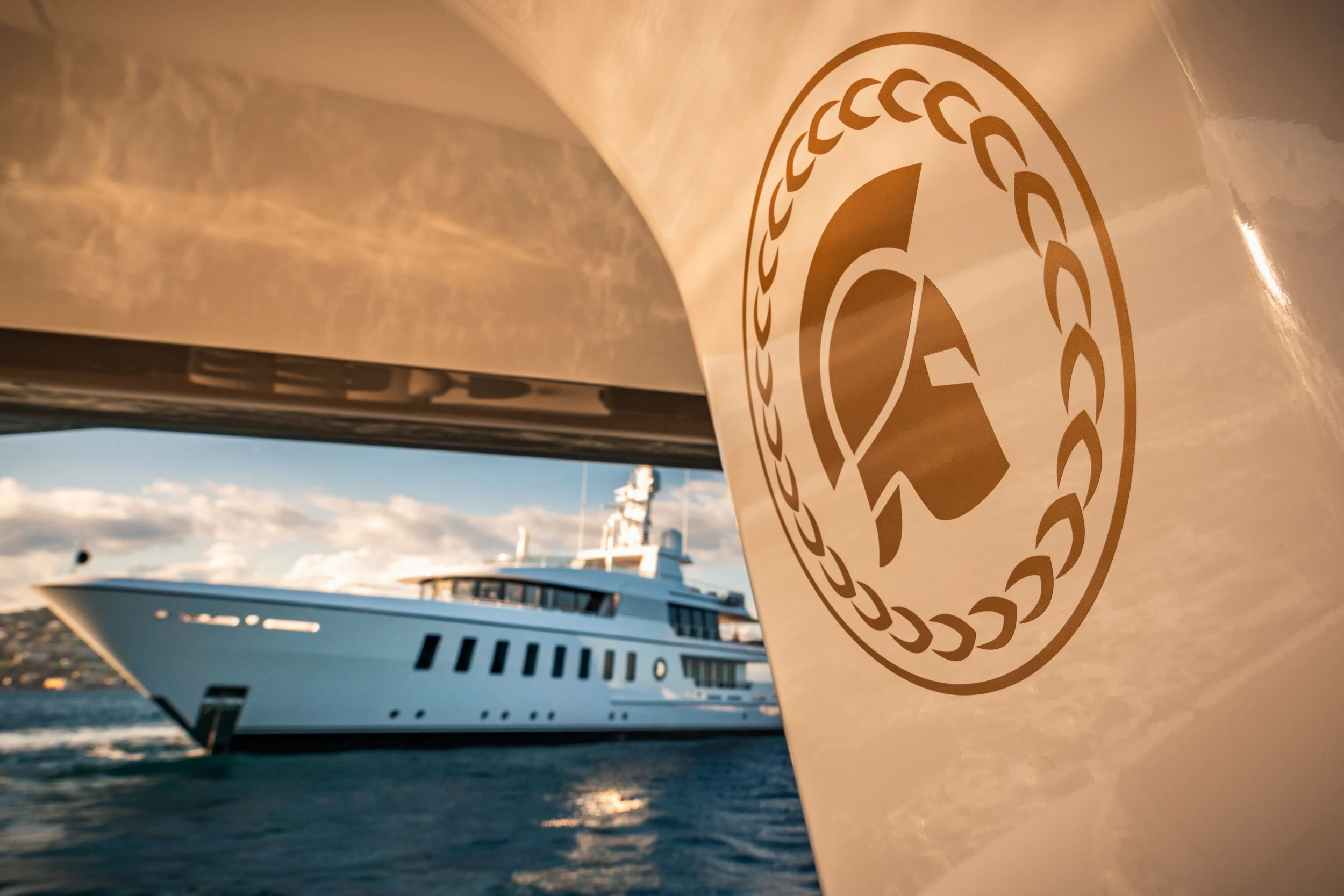 a ship in the water aboard GLADIATOR Yacht for Sale