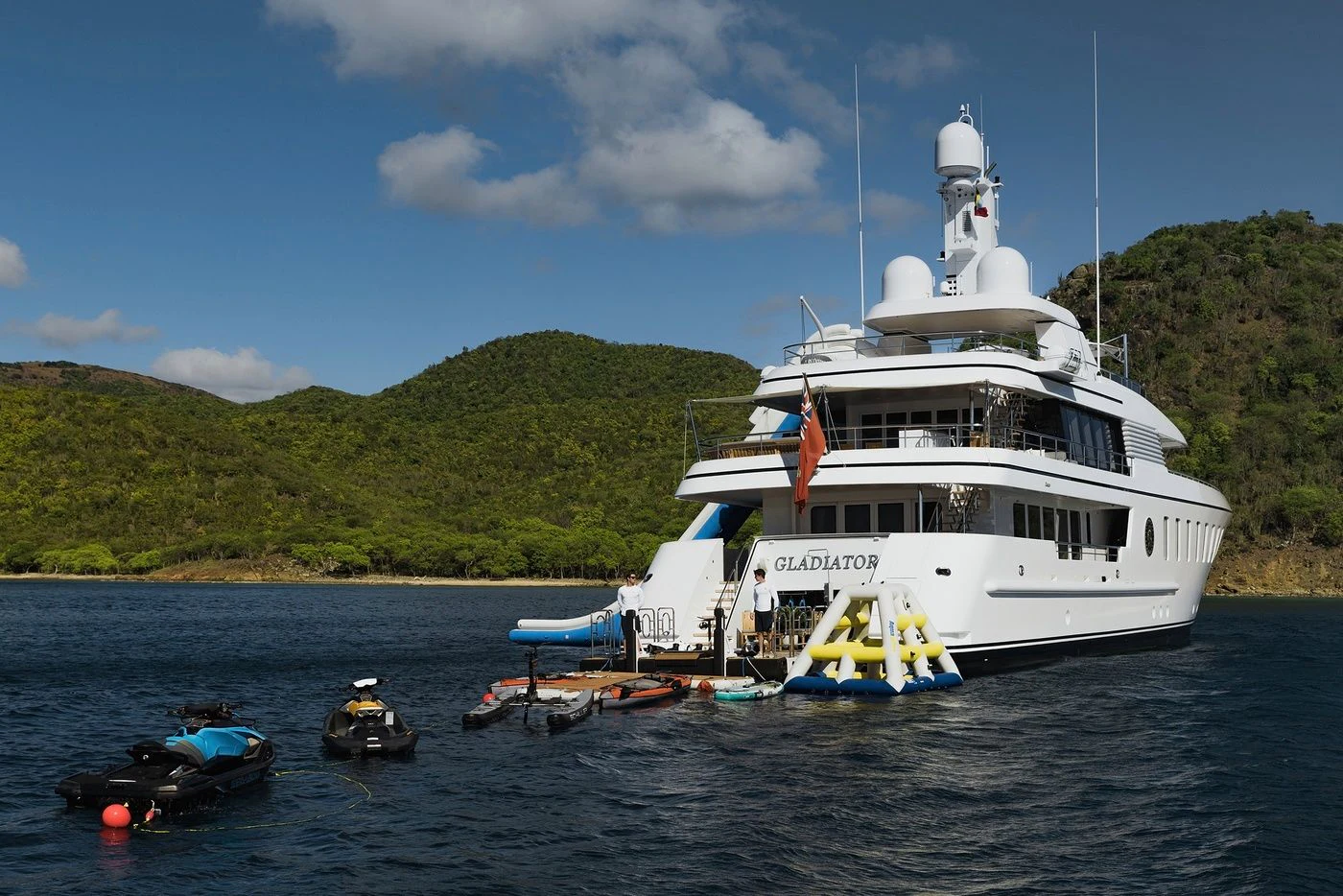 a boat on the water aboard GLADIATOR Yacht for Sale