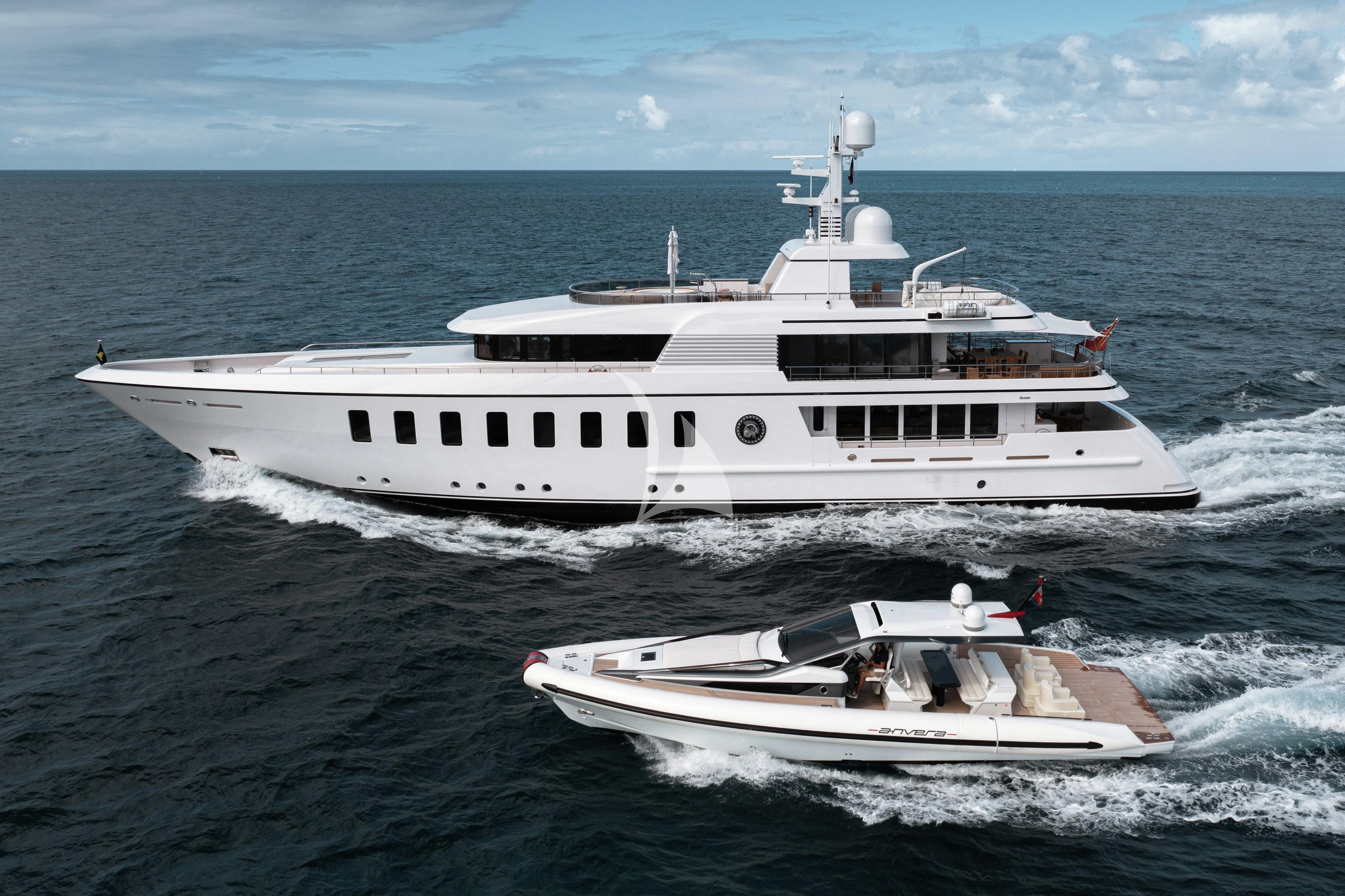 a white boat on the water aboard GLADIATOR Yacht for Sale