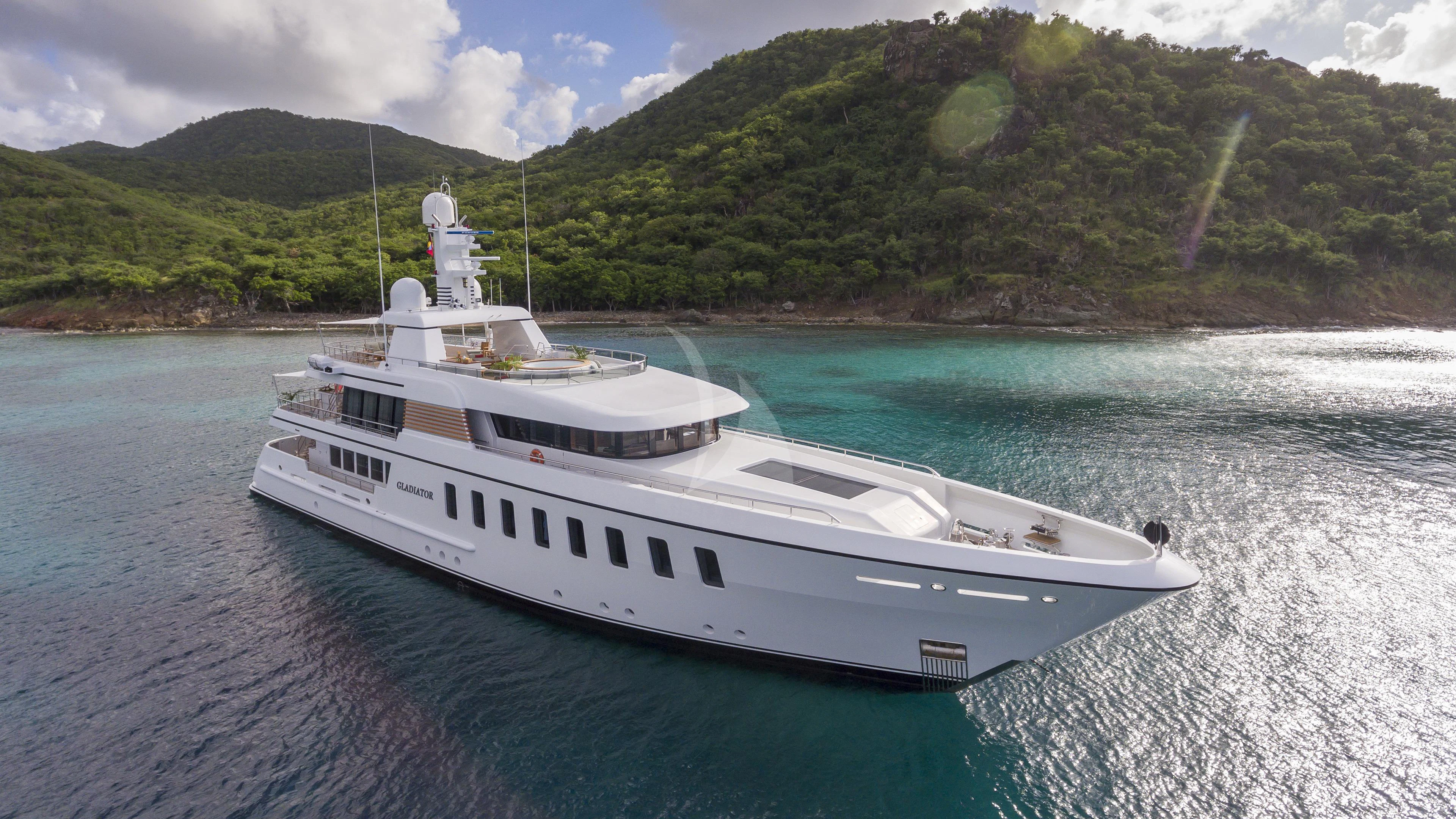 a boat on the water aboard GLADIATOR Yacht for Sale