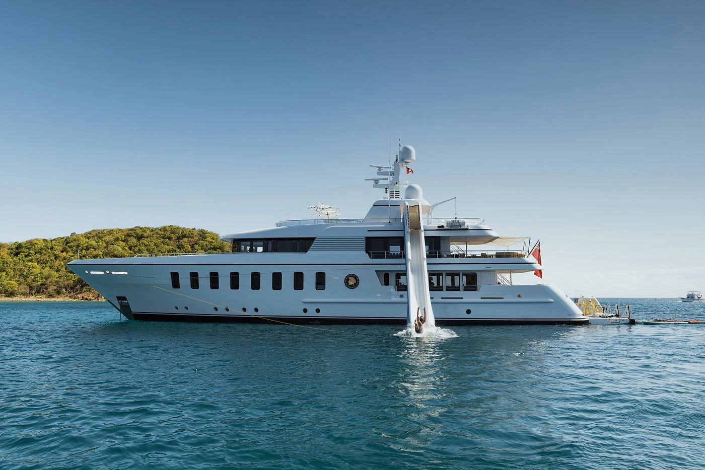 a large white boat in the water aboard GLADIATOR Yacht for Sale