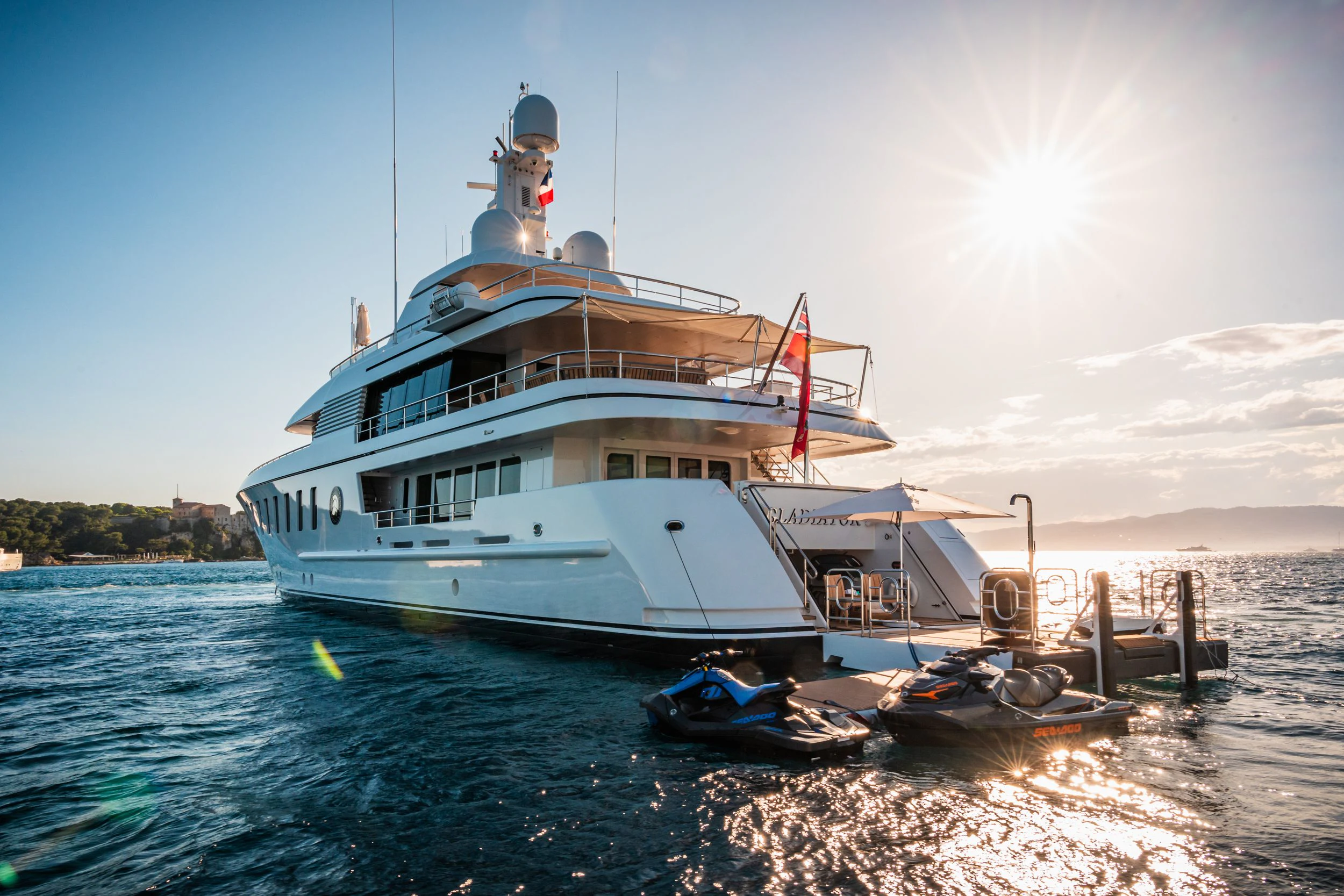 a boat on the water aboard GLADIATOR Yacht for Sale
