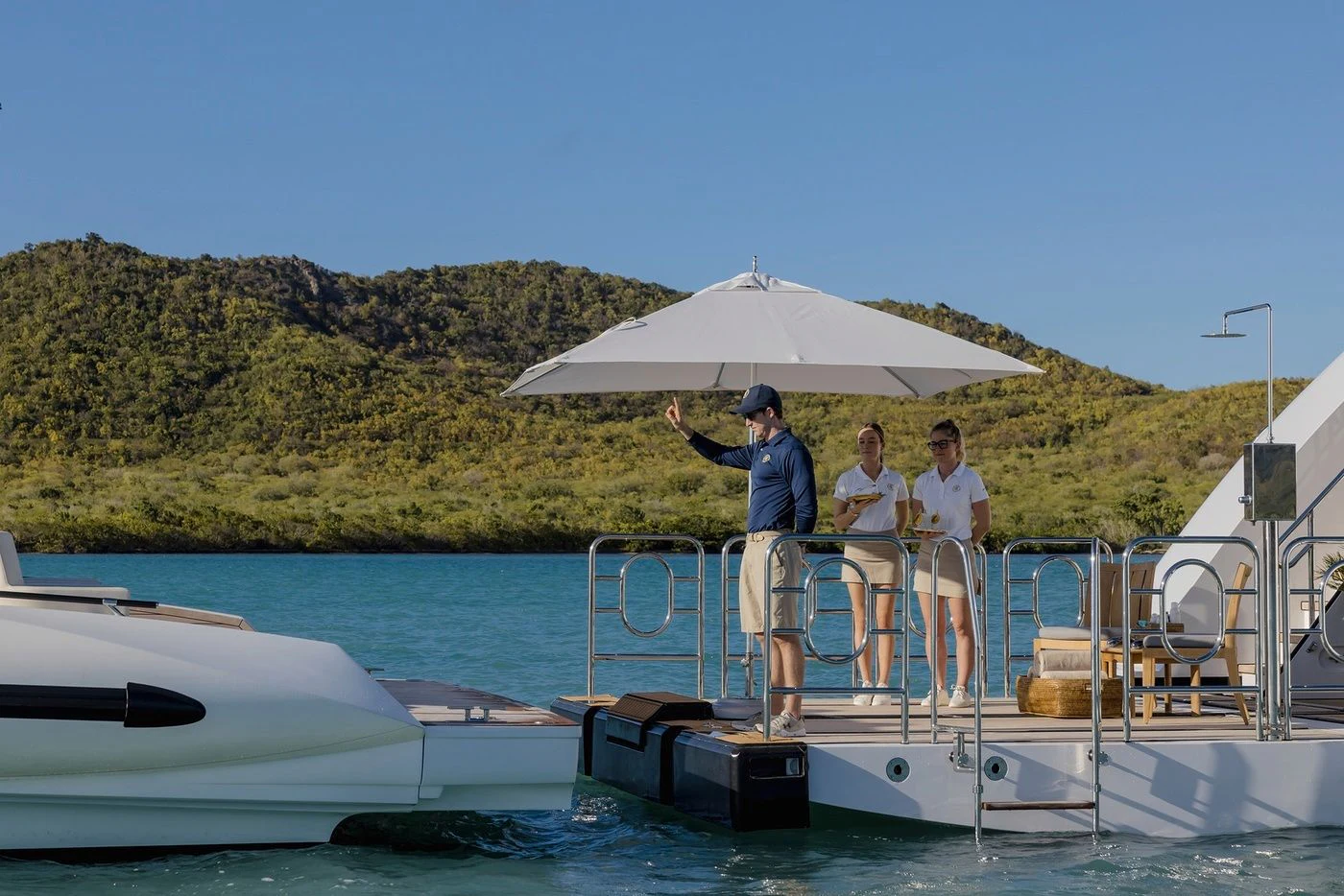 a group of people on a boat aboard GLADIATOR Yacht for Sale