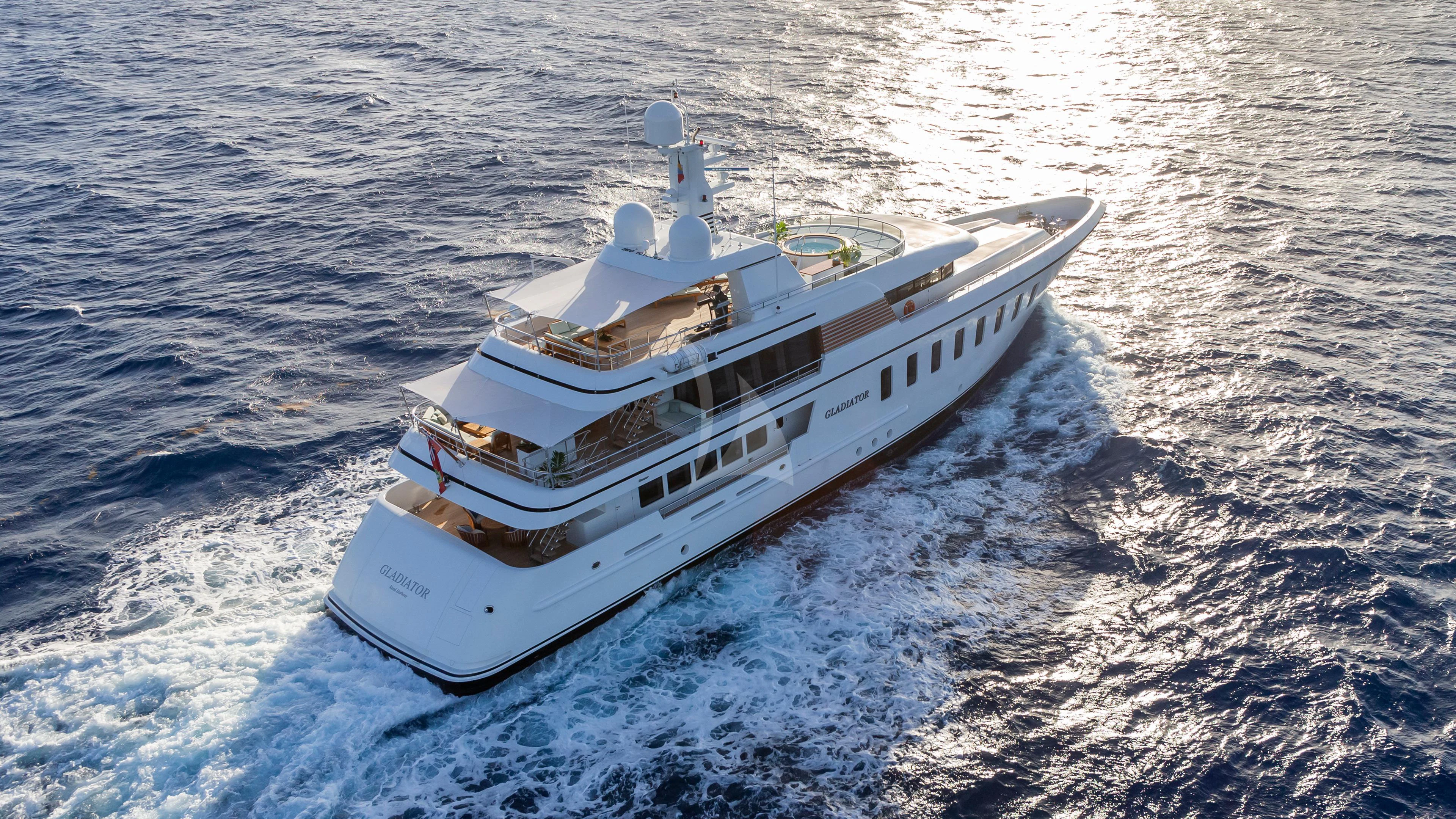 a boat in the water aboard GLADIATOR Yacht for Sale