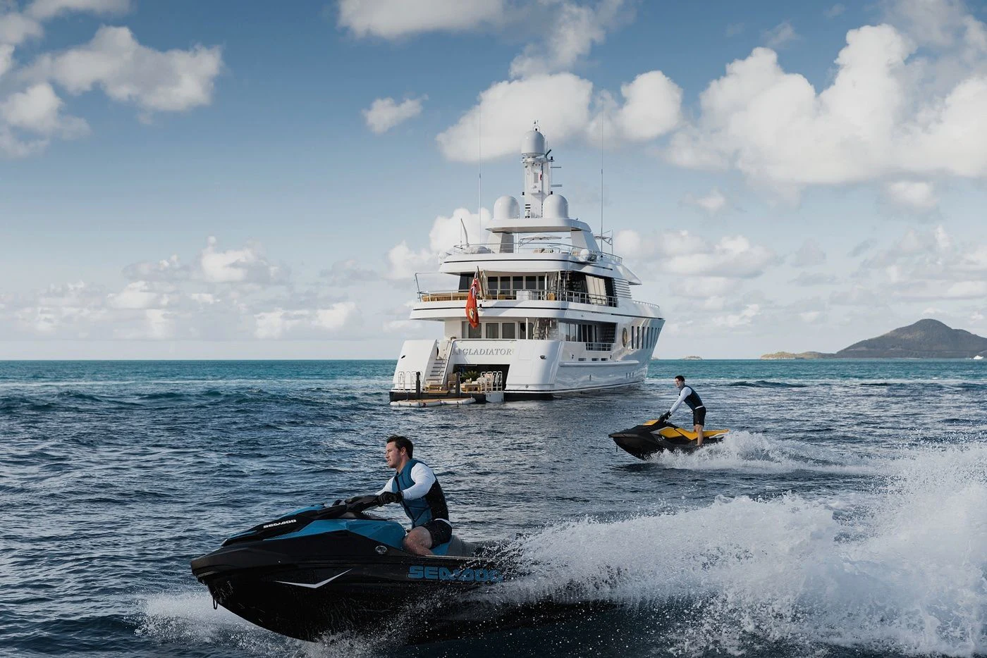 a boat on the water aboard GLADIATOR Yacht for Sale