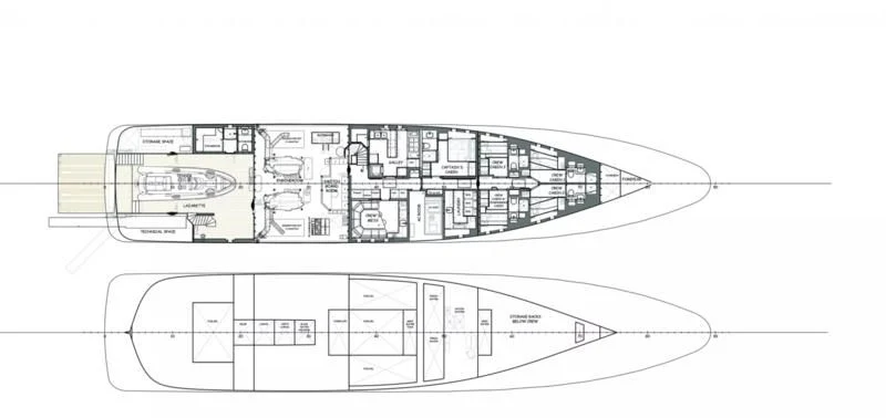 diagram, engineering drawing aboard GLADIATOR Yacht for Sale