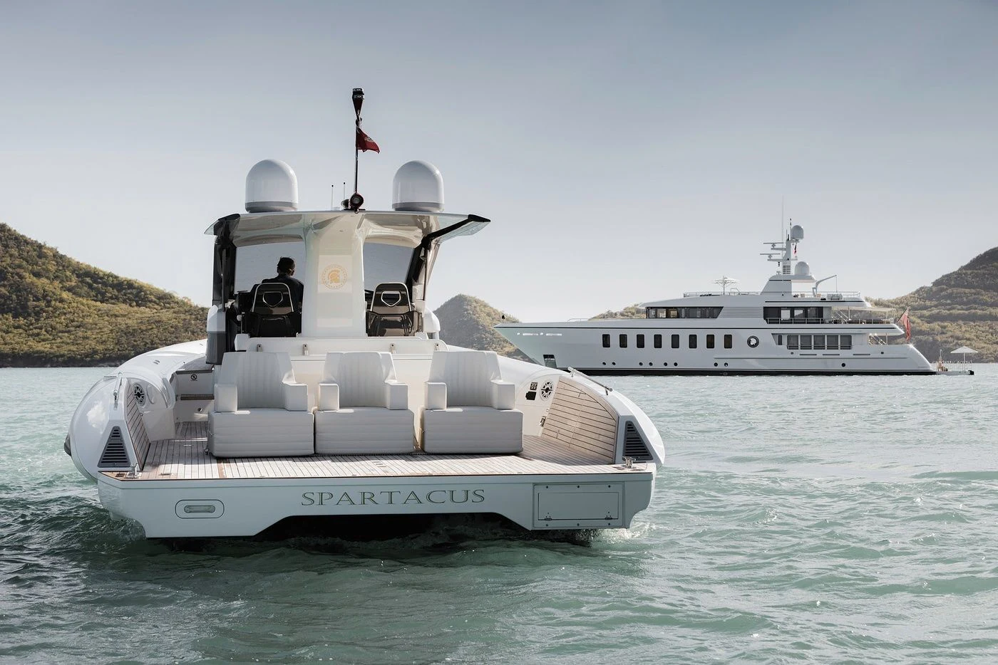 a boat in the water aboard GLADIATOR Yacht for Sale