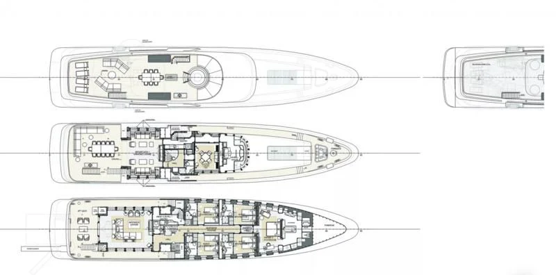 diagram, engineering drawing aboard GLADIATOR Yacht for Sale