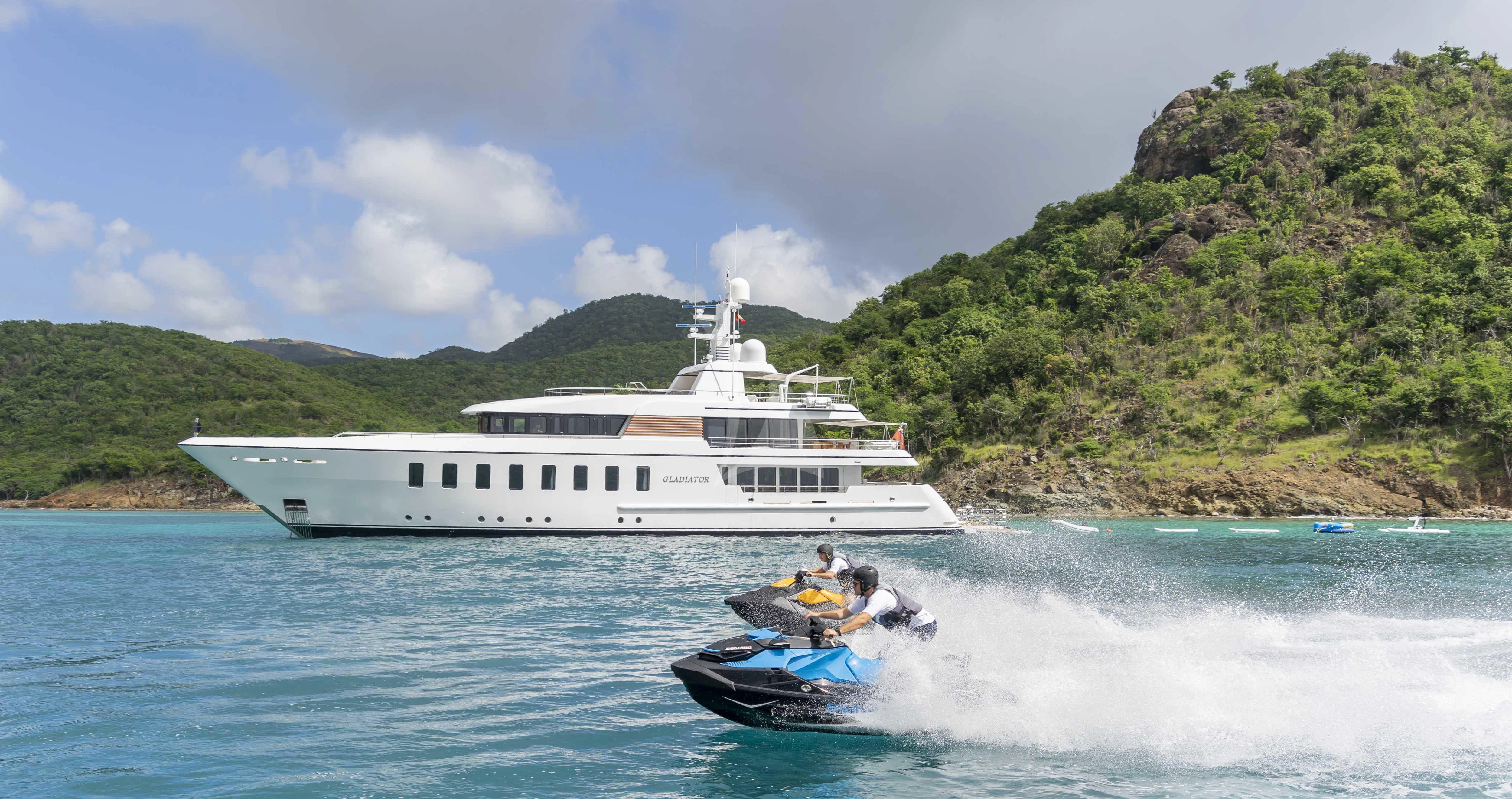 a boat on the water aboard GLADIATOR Yacht for Sale