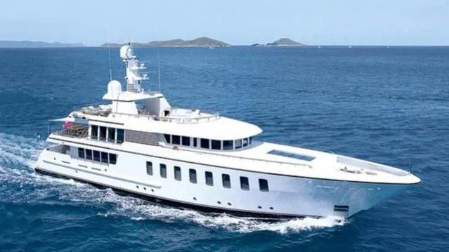 a large white boat aboard GLADIATOR Yacht for Sale