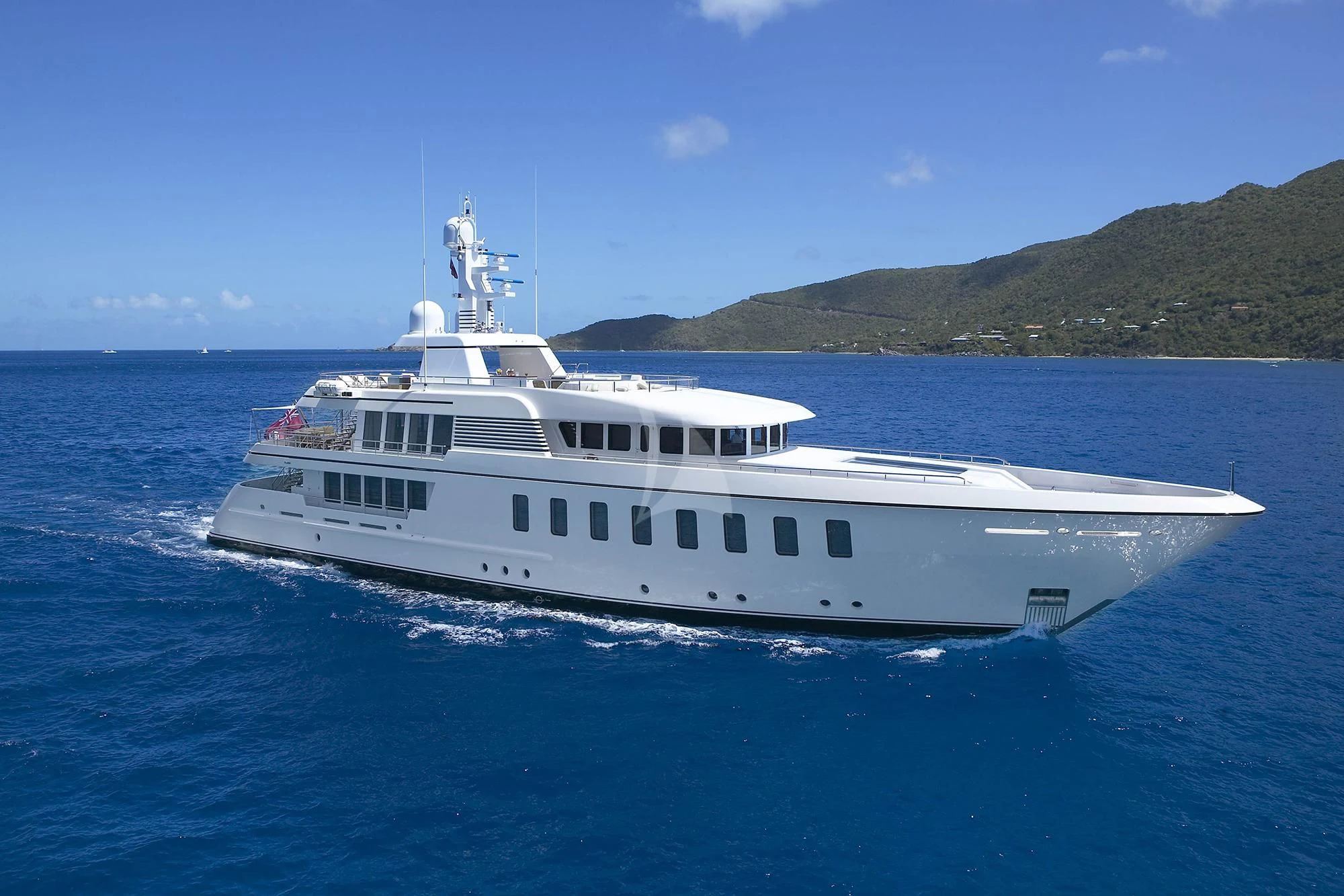 a white boat in the water aboard GLADIATOR Yacht for Sale