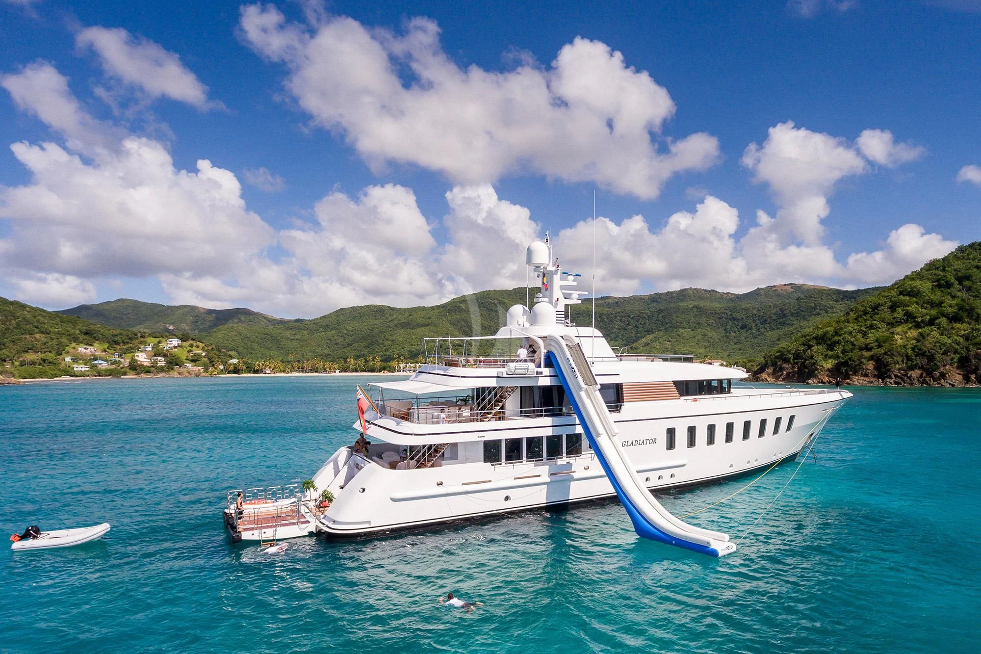 a boat in the water aboard GLADIATOR Yacht for Sale