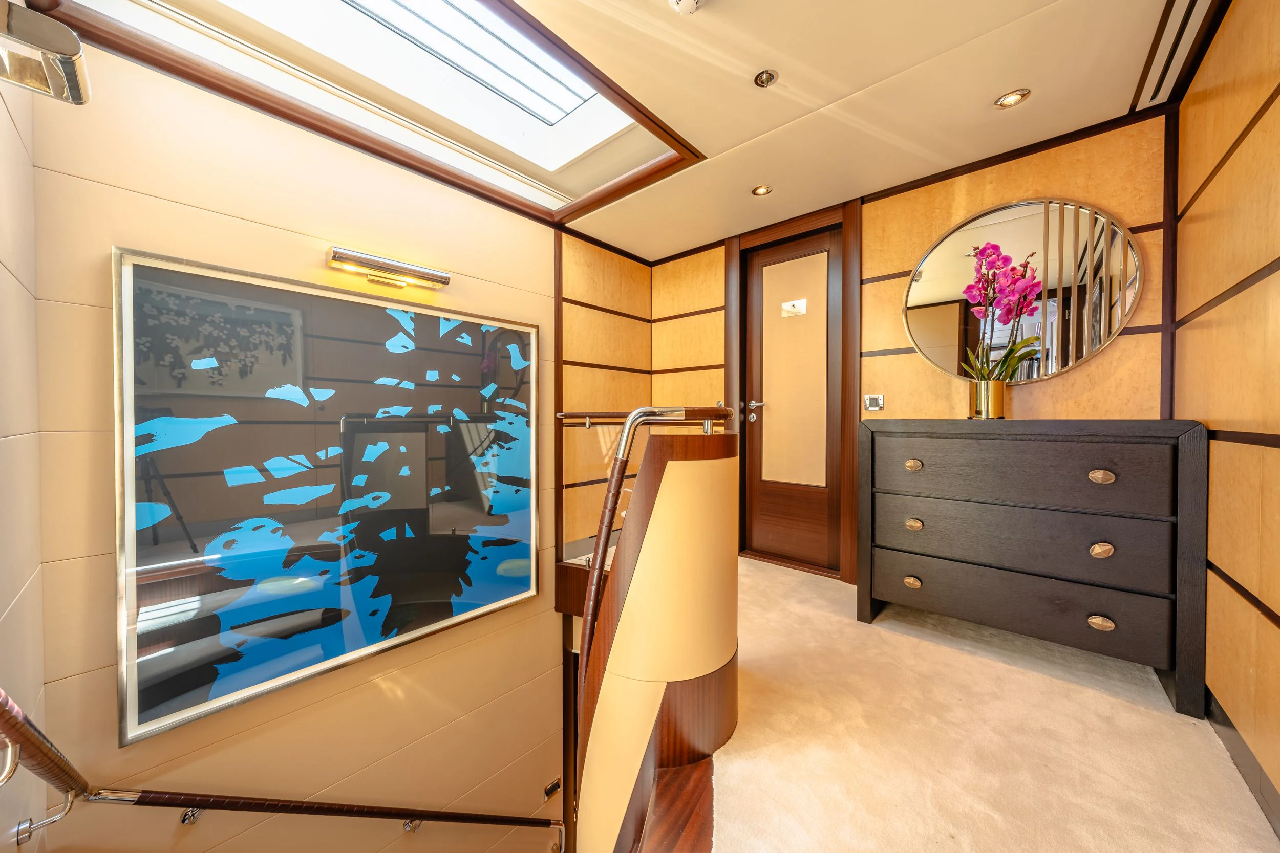 a room with a large screen aboard GLADIATOR Yacht for Sale