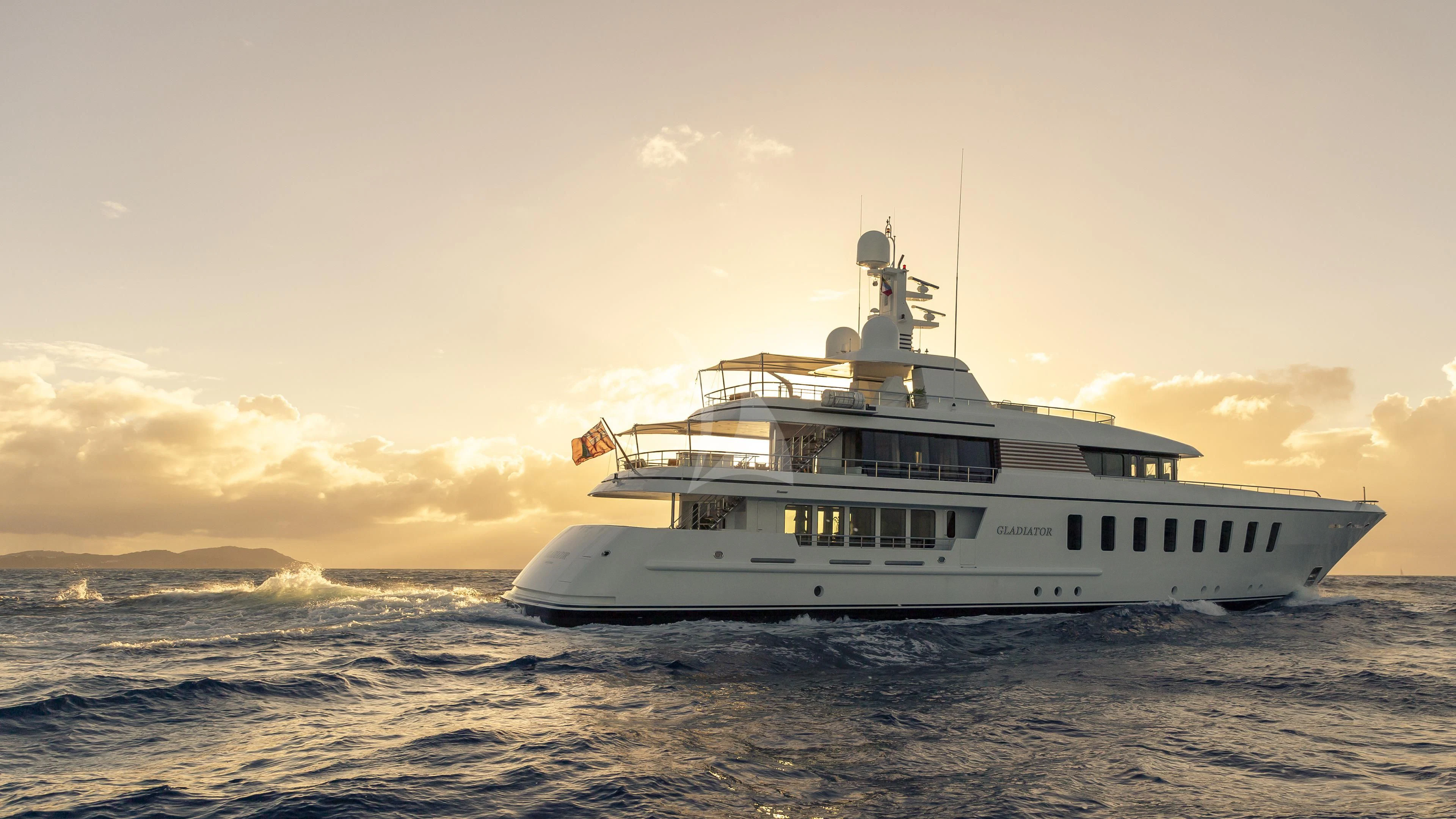 a boat in the water aboard GLADIATOR Yacht for Sale