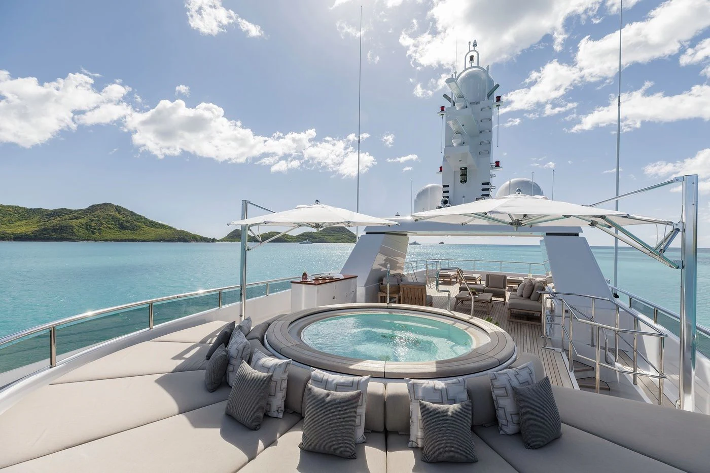 a table on a boat aboard GLADIATOR Yacht for Sale