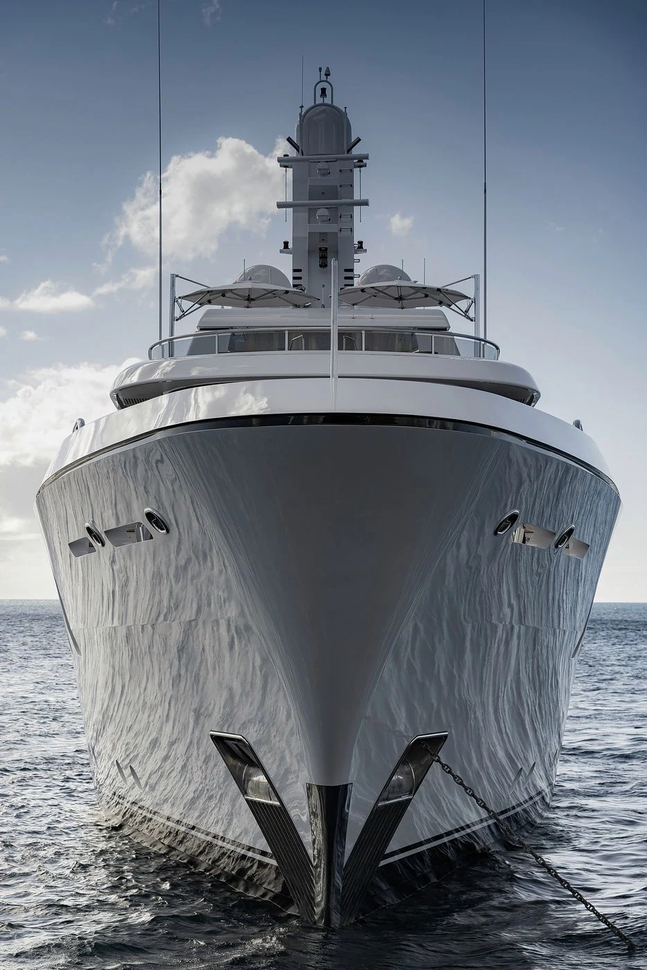 a large white ship in the water aboard GLADIATOR Yacht for Sale