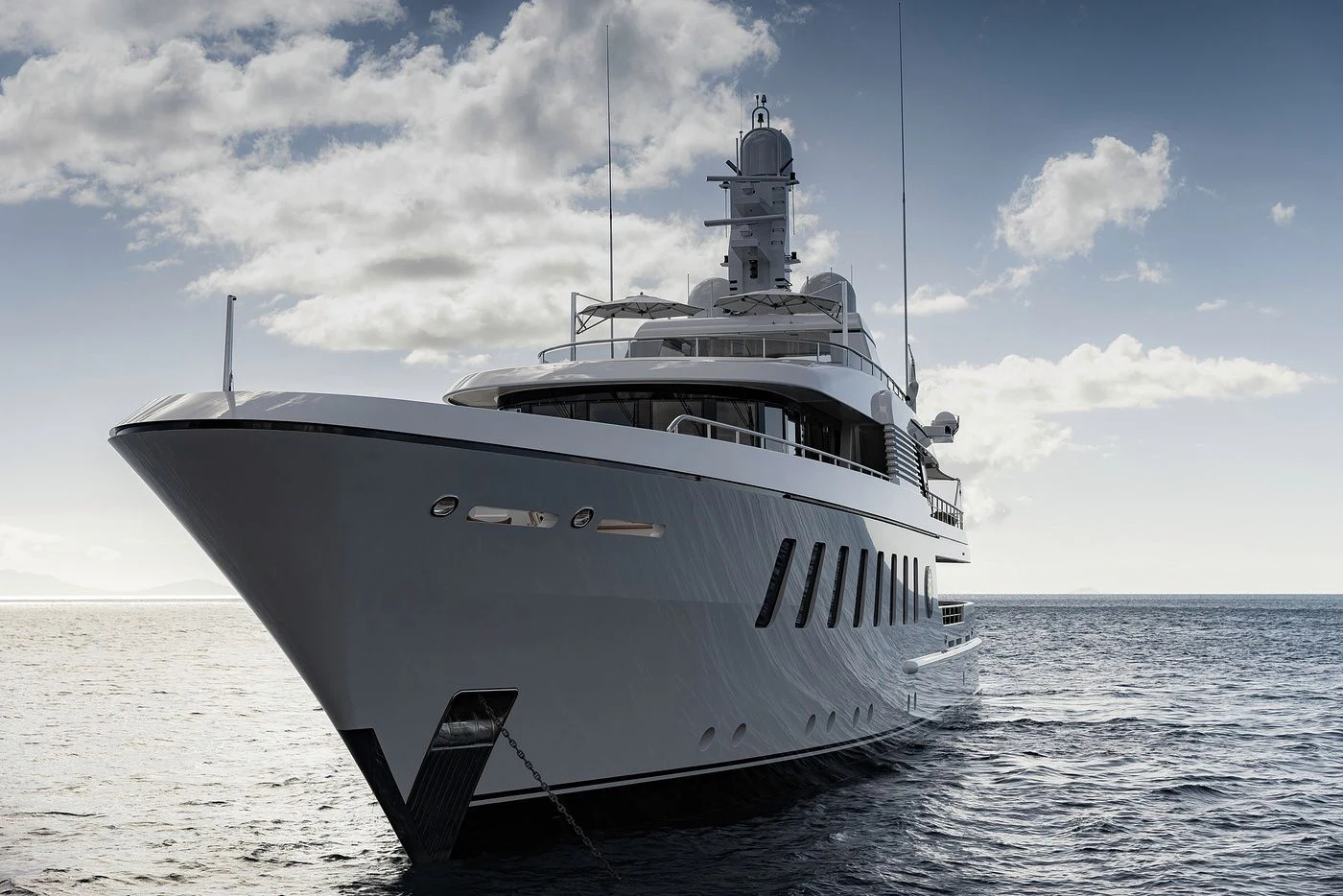 a large white ship in the water aboard GLADIATOR Yacht for Sale
