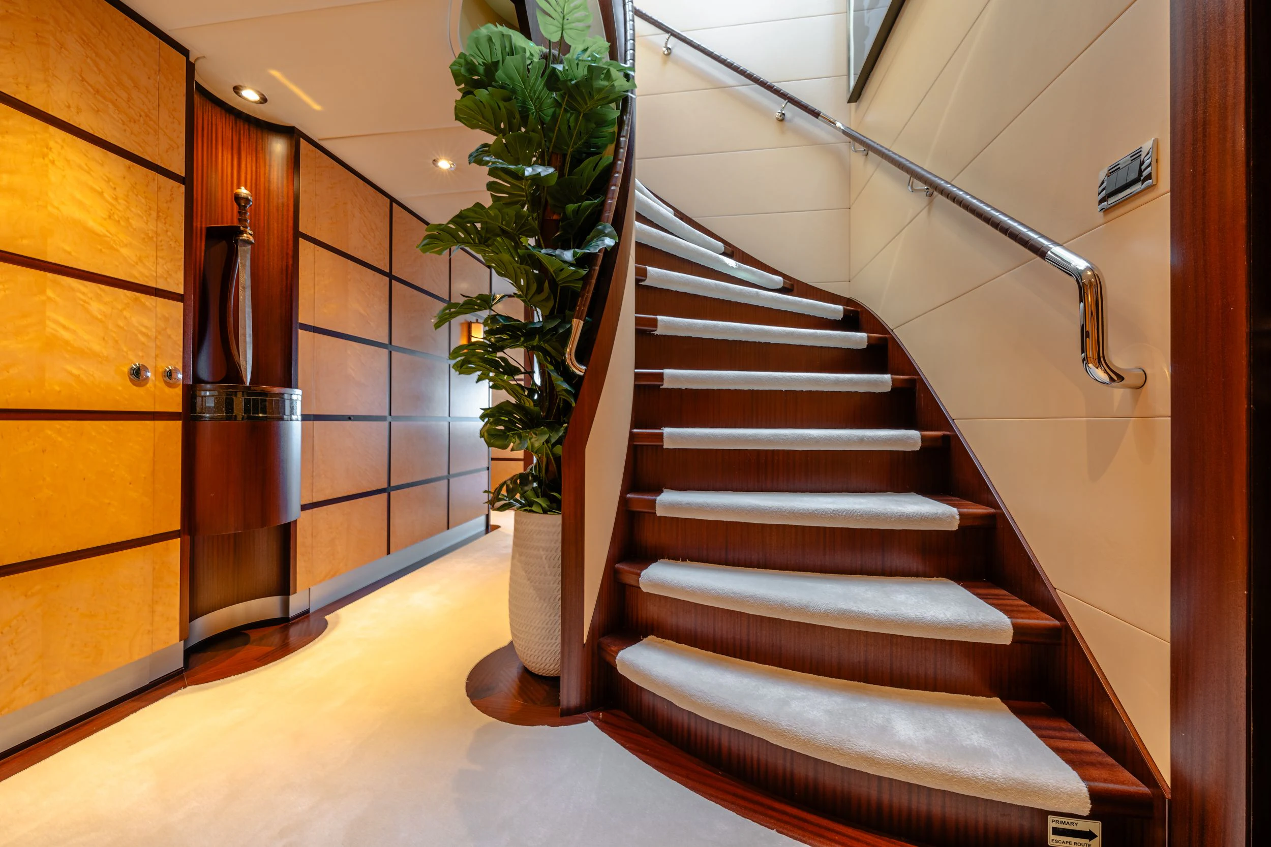 a staircase in a building aboard GLADIATOR Yacht for Sale