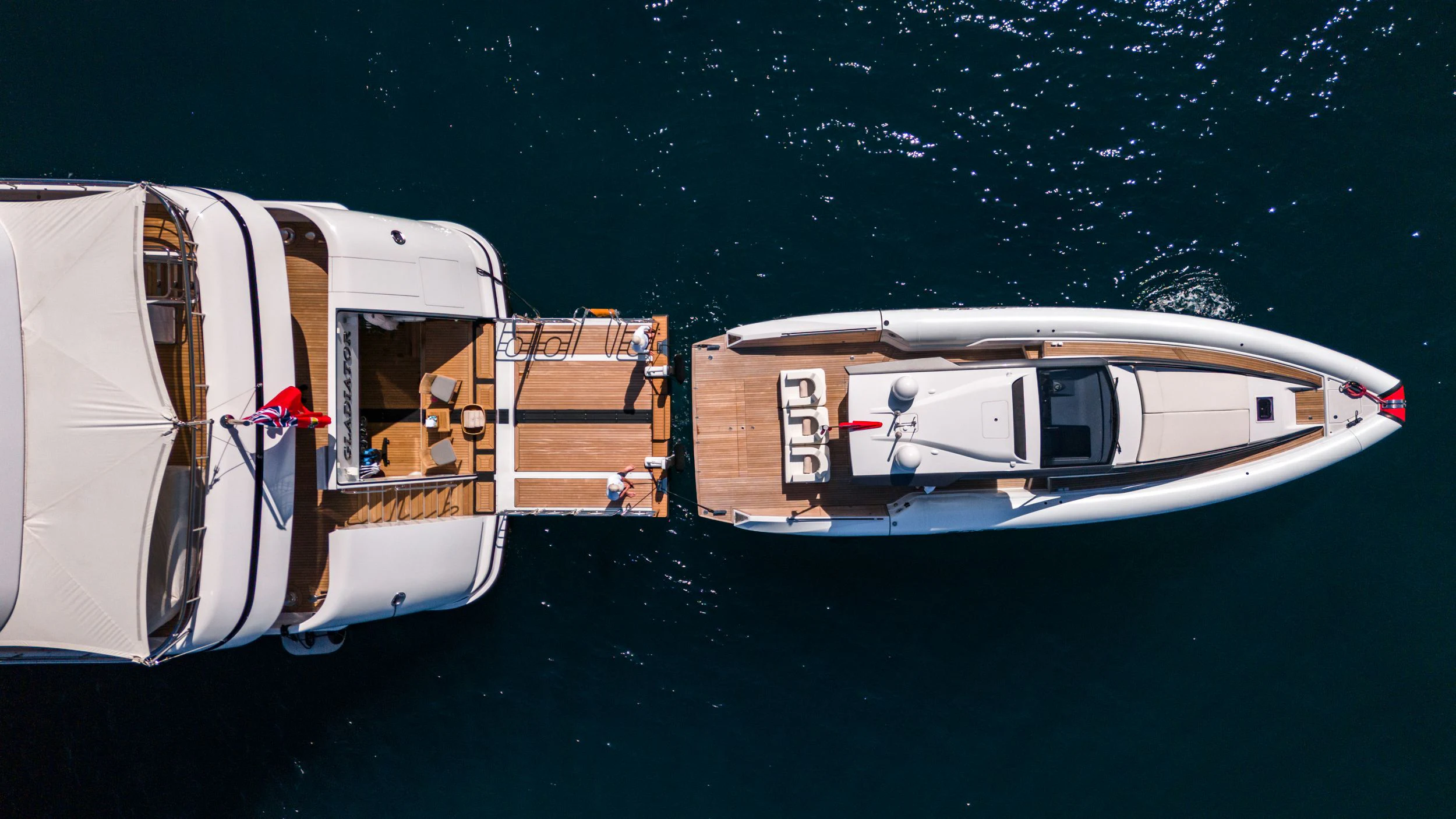 a boat in the water aboard GLADIATOR Yacht for Sale