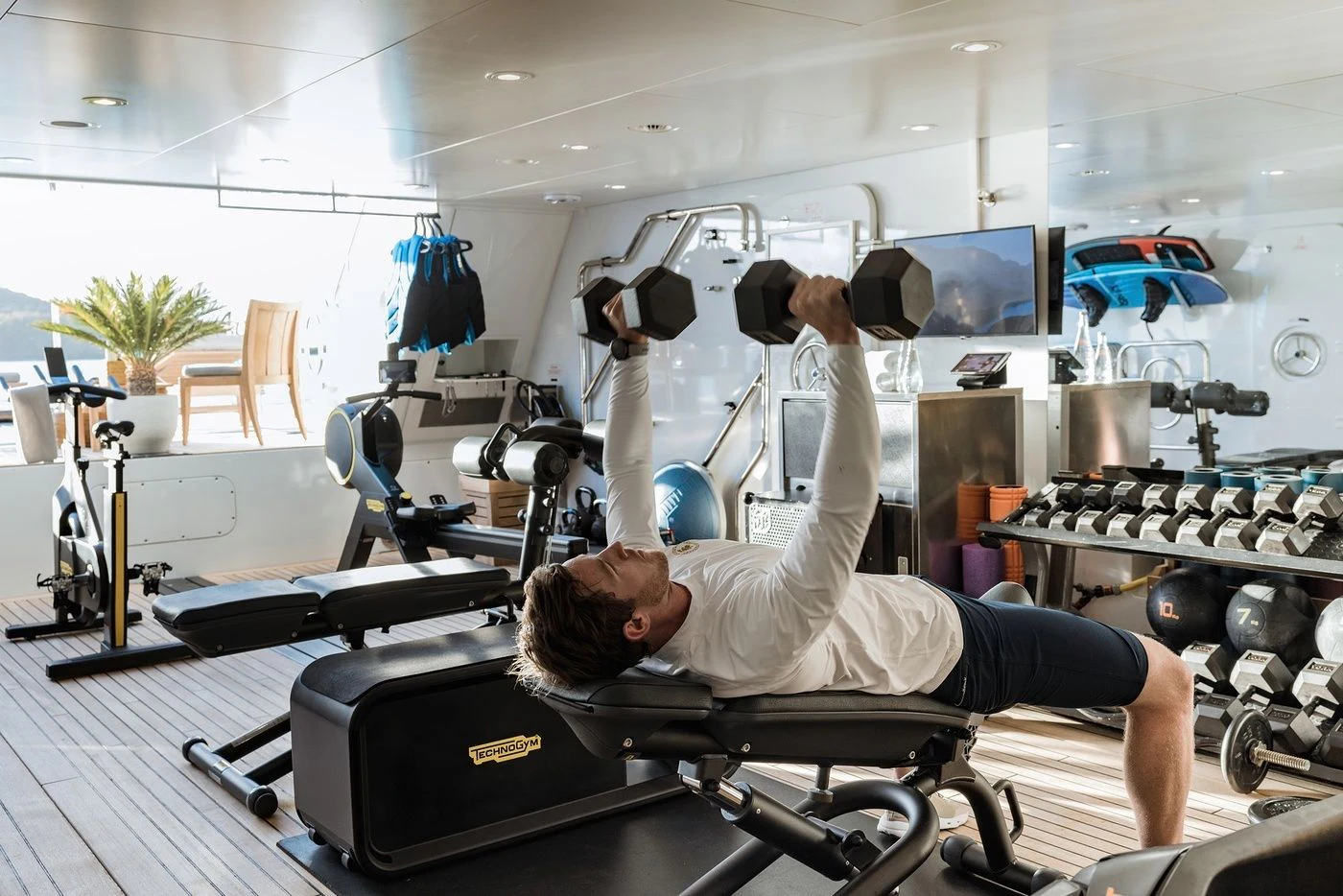 a person working in a factory aboard GLADIATOR Yacht for Sale