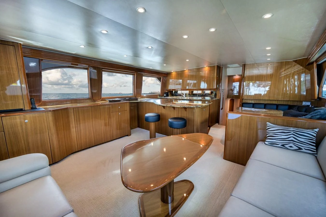 a large kitchen and living room aboard 68 VIKING Yacht for Sale
