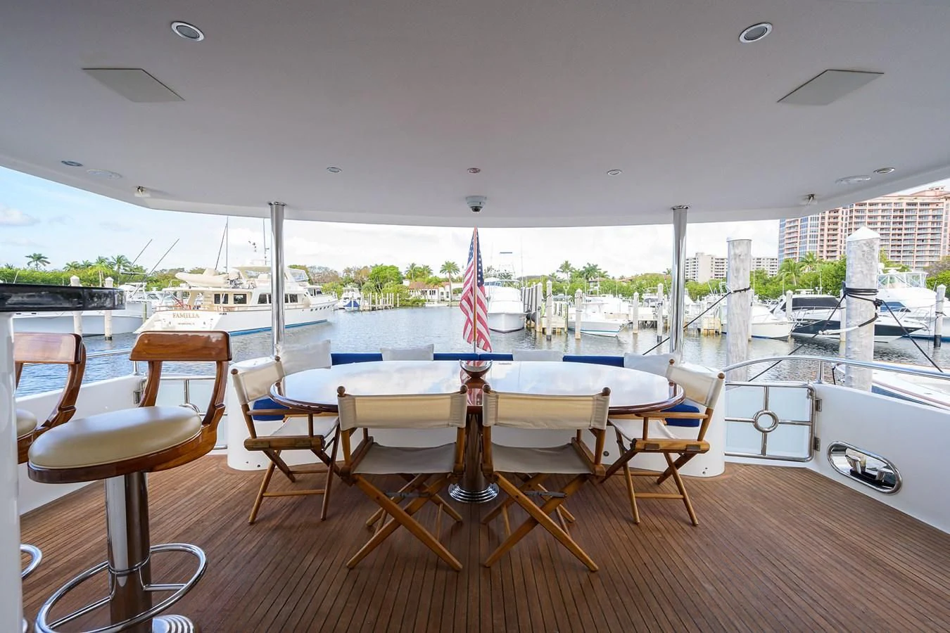 a room with tables and chairs aboard BARNSTAR Yacht for Sale