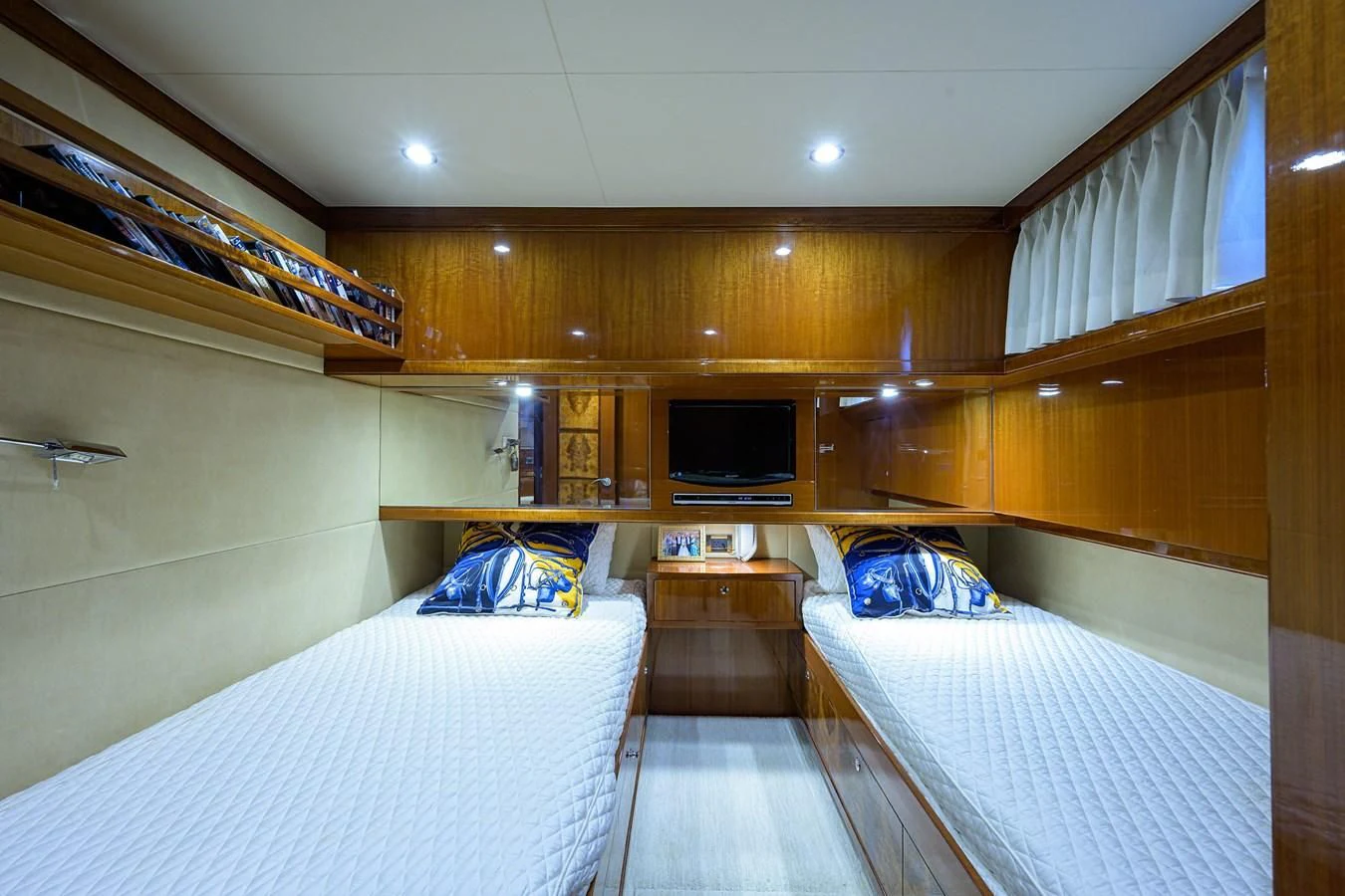 a room with two beds aboard BARNSTAR Yacht for Sale