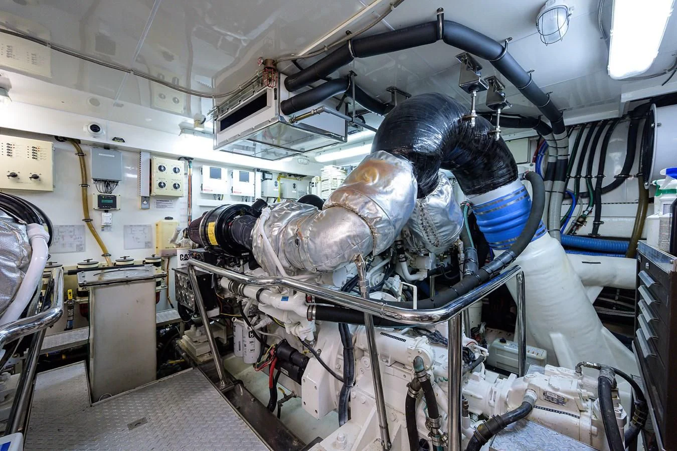 a large machine with many wires aboard BARNSTAR Yacht for Sale