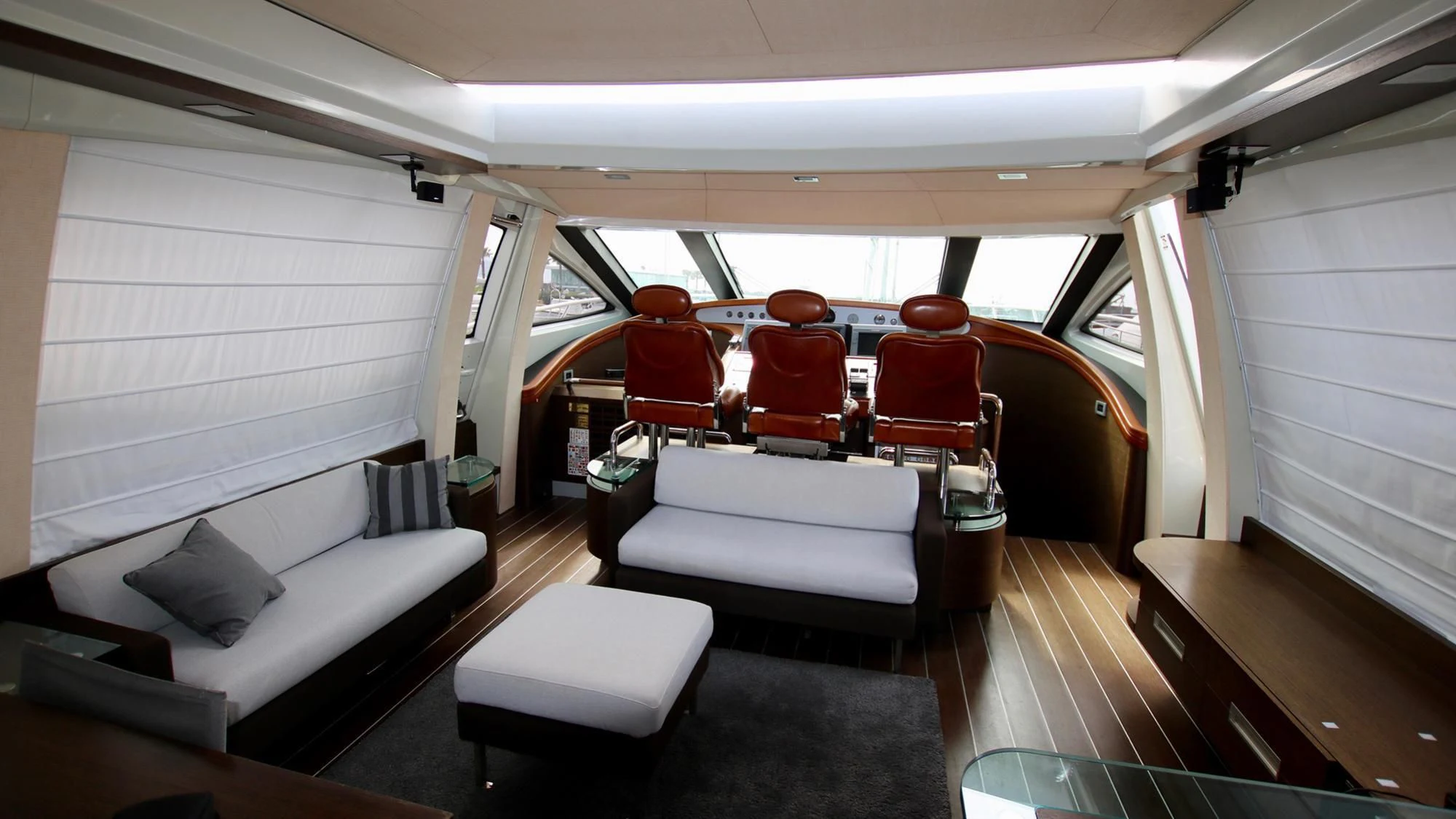 inside of a vehicle aboard ANCHE NO! Yacht for Sale