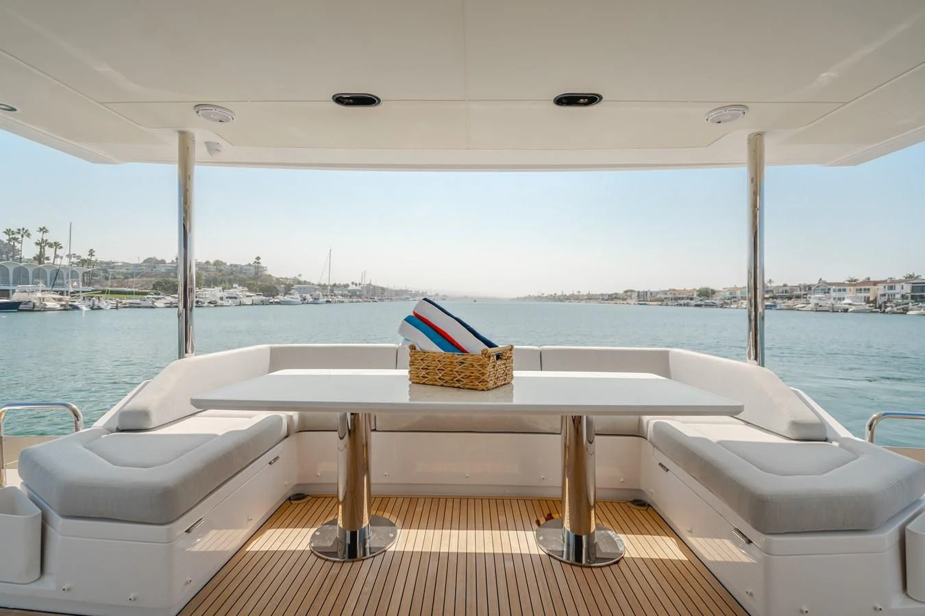 a table on a boat aboard AZIMUT 25 METRI GRANDE Yacht for Sale