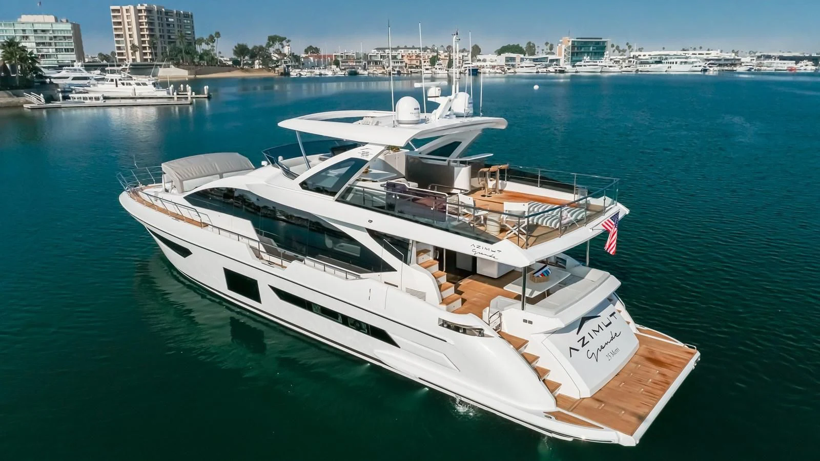 a boat on the water aboard AZIMUT 25 METRI GRANDE Yacht for Sale