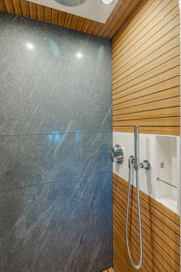 a shower with a shower head aboard AZIMUT 25 METRI GRANDE Yacht for Sale