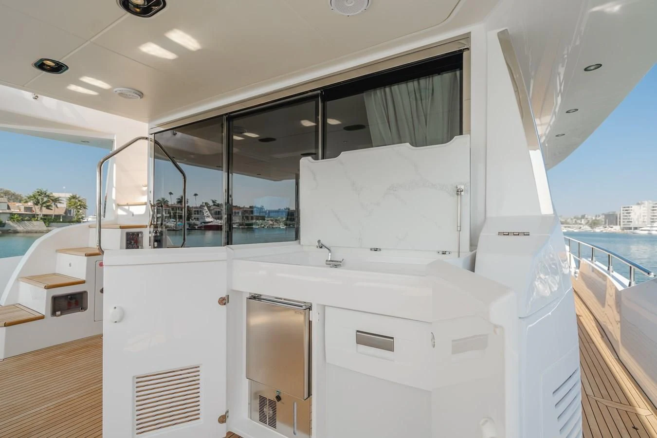 a room with a large window and a sink aboard AZIMUT 25 METRI GRANDE Yacht for Sale