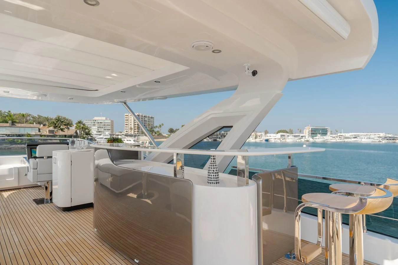 a large white boat on a deck aboard AZIMUT 25 METRI GRANDE Yacht for Sale
