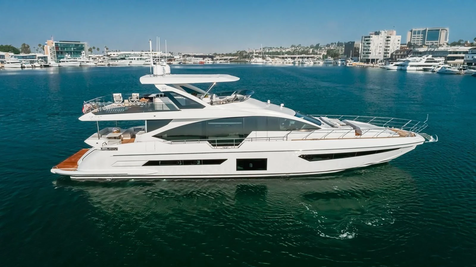 a white yacht in the water aboard AZIMUT 25 METRI GRANDE Yacht for Sale